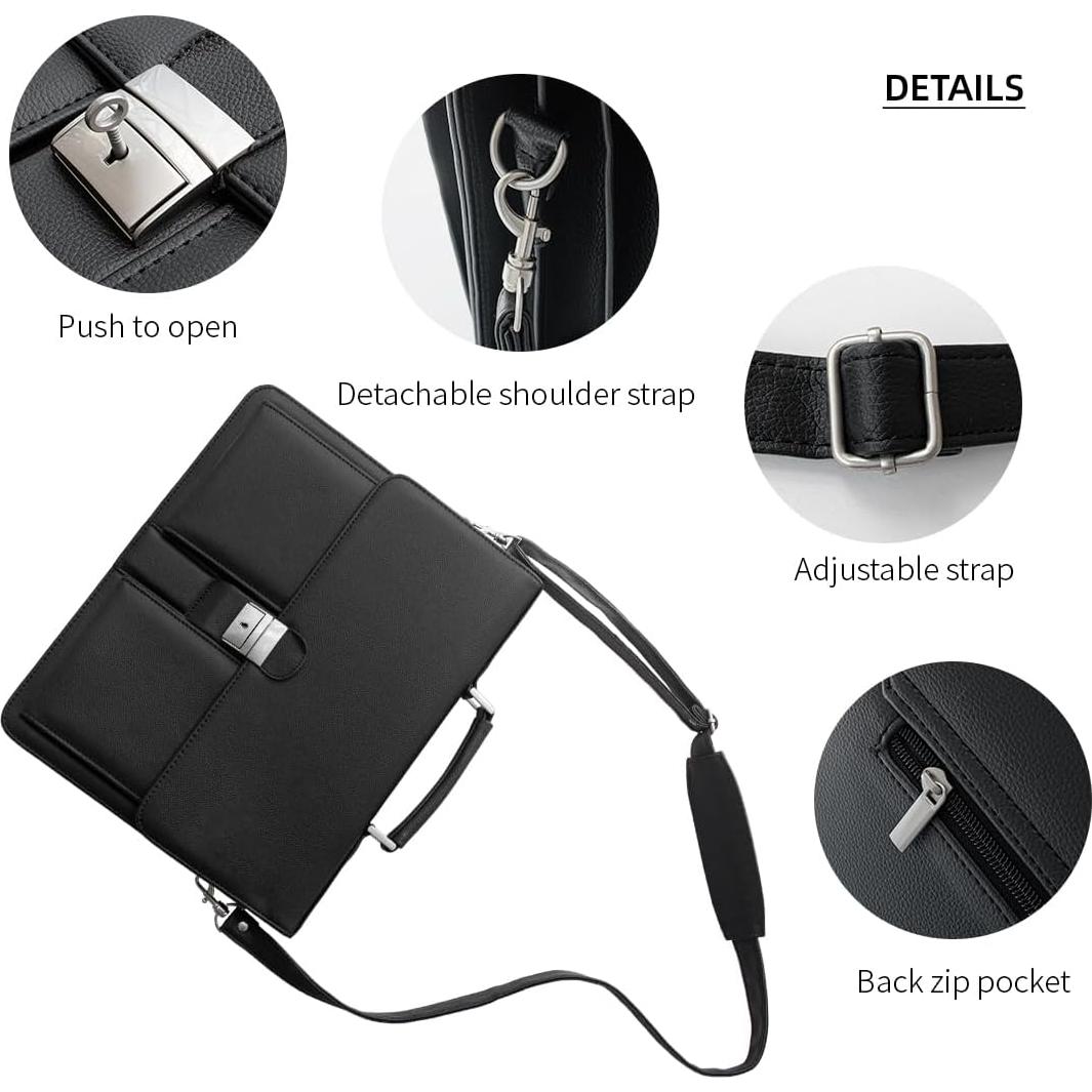 Maletín de Cuero VOYLUX Negro para Laptop 14" Acolchado