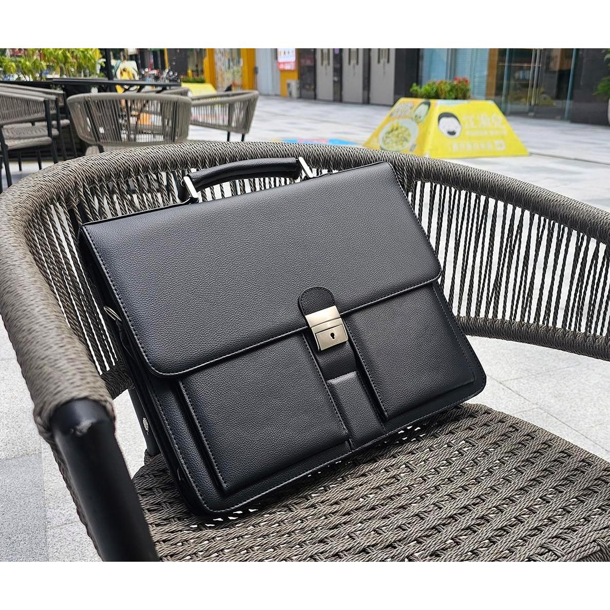 Maletín de Cuero VOYLUX Negro para Laptop 14" Acolchado