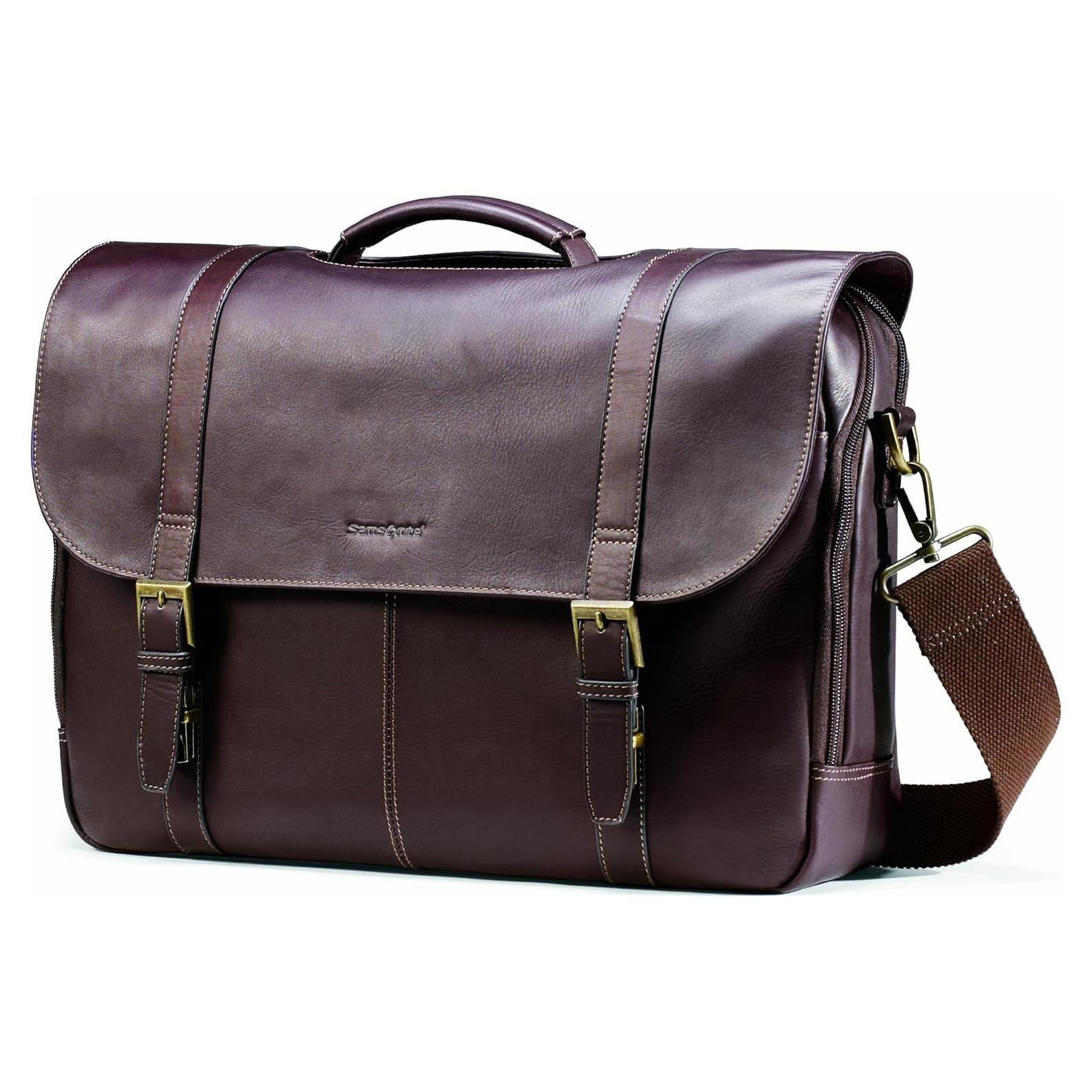 Bolsa Mensajera de Cuero Samsonite Marrón para Laptop 15.6"