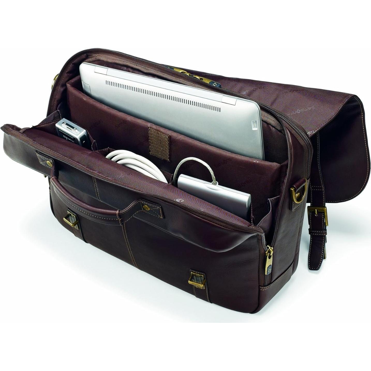 Bolsa Mensajera de Cuero Samsonite Marrón para Laptop 15.6"