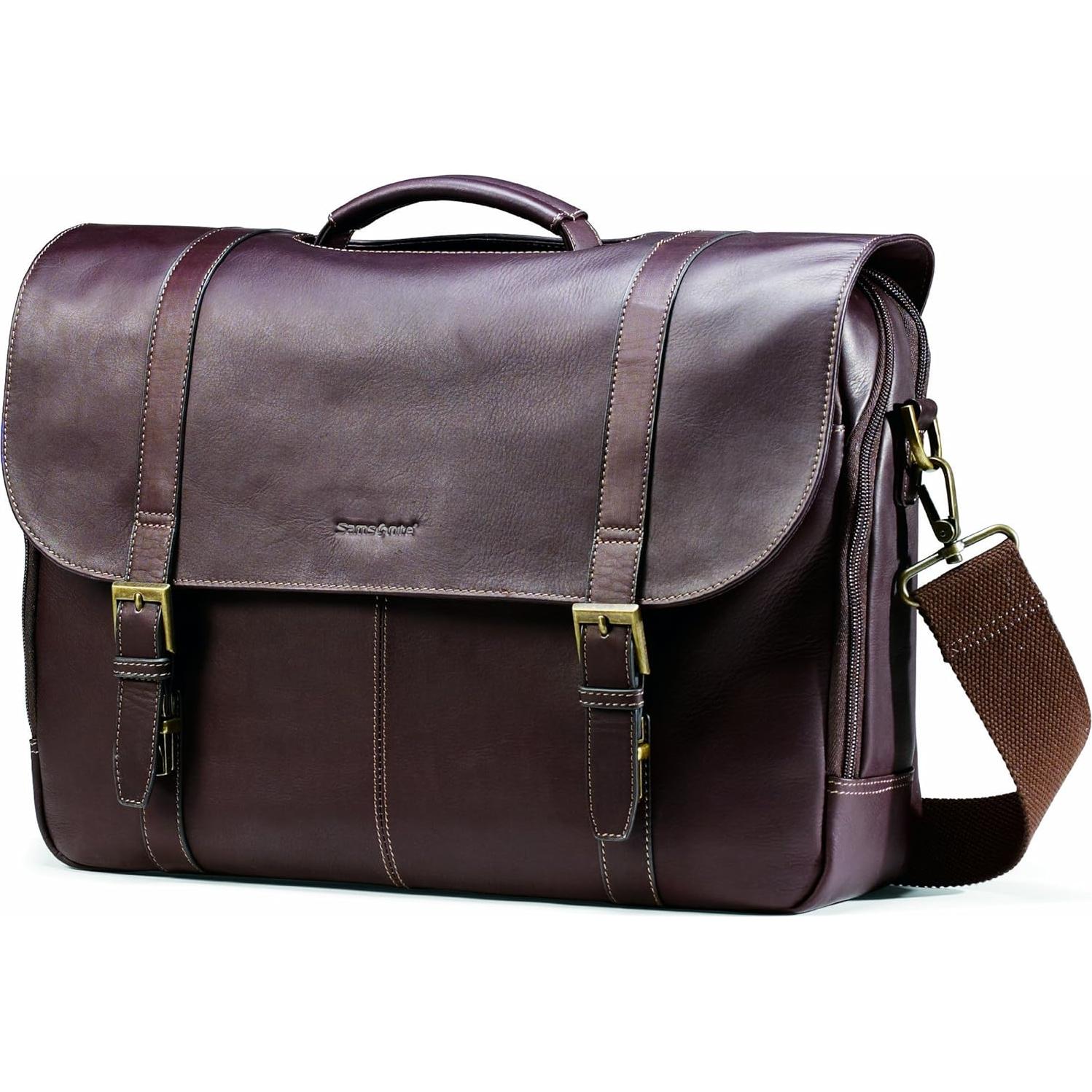 Bolsa Mensajera de Cuero Samsonite Marrón para Laptop 15.6"