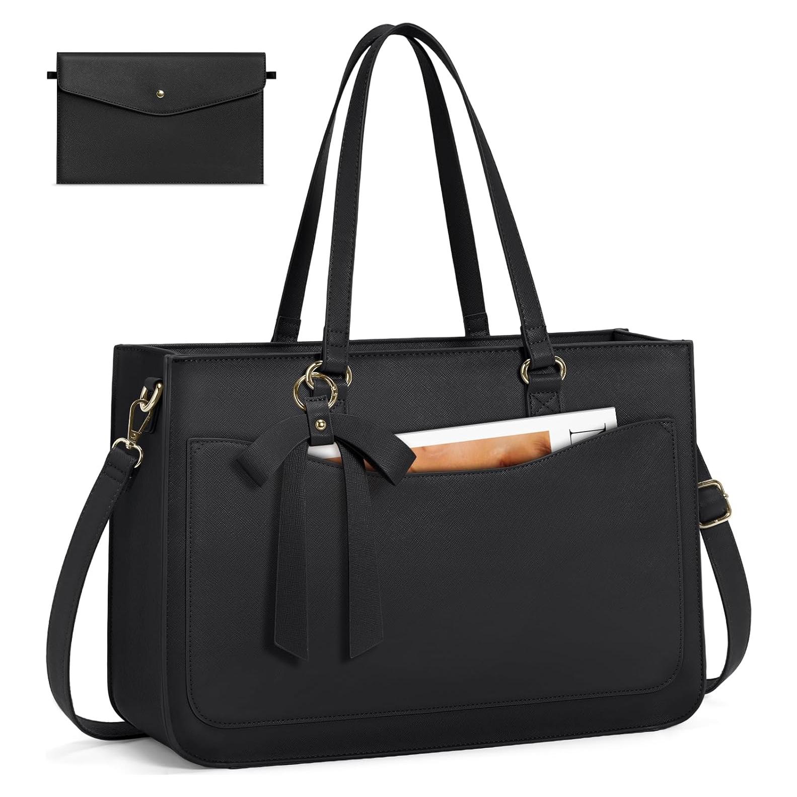 Bolsa para portátil Rainsmore mujer 15.6" cuero negro