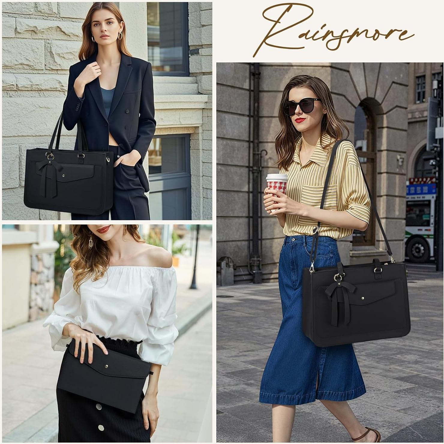 Bolsa para portátil Rainsmore mujer 15.6" cuero negro