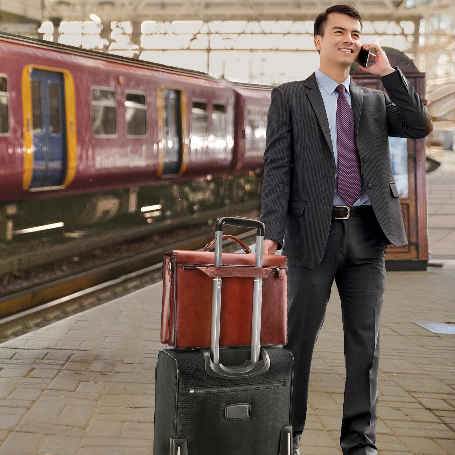 Maletín de Cuero Vintage Banuce 14" para Hombres Marrón