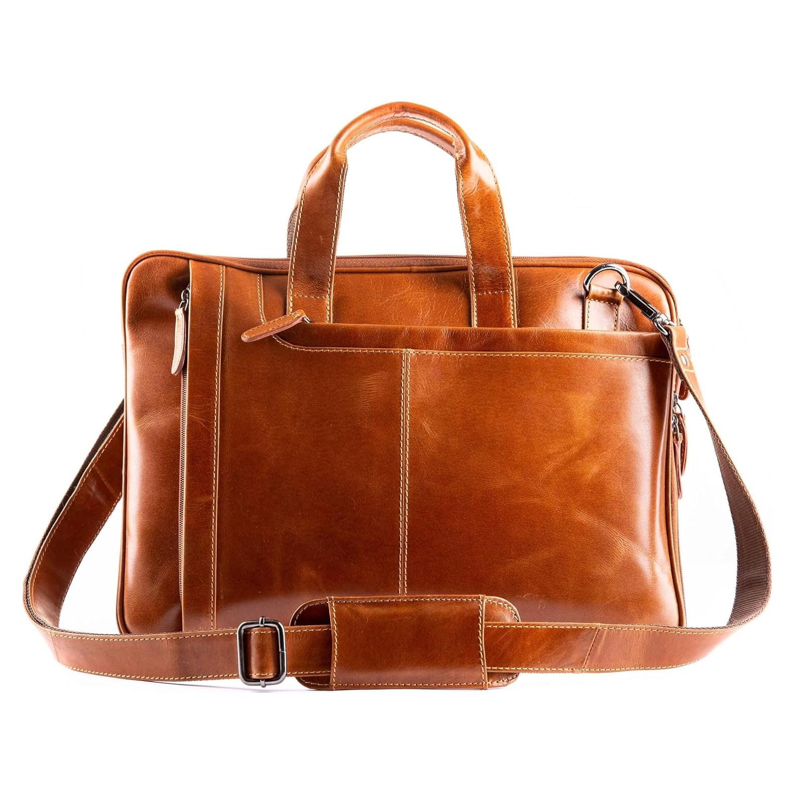 Bolsa de cuero genuino Liberty para laptop 15.6" marrón