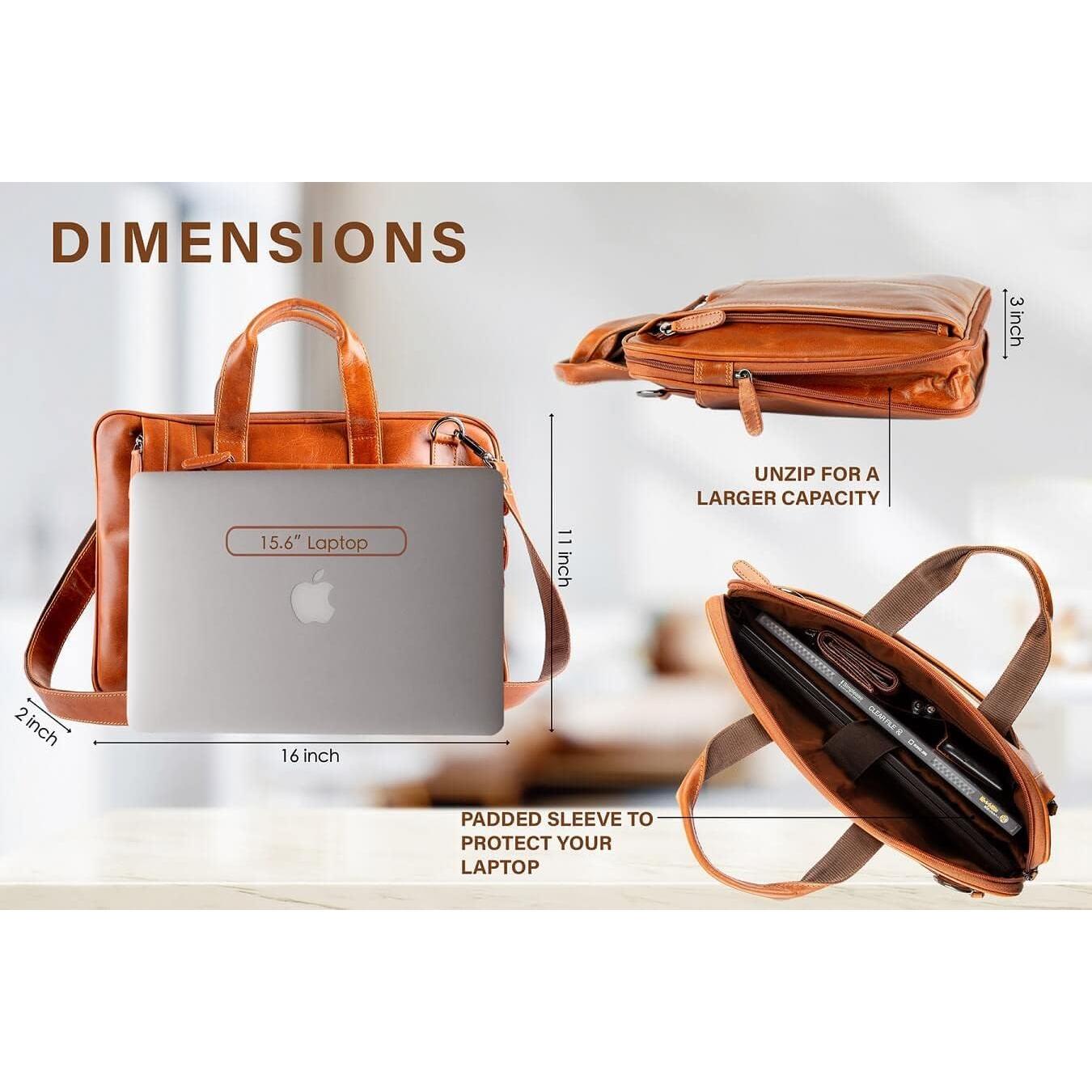 Bolsa de cuero genuino Liberty para laptop 15.6" marrón