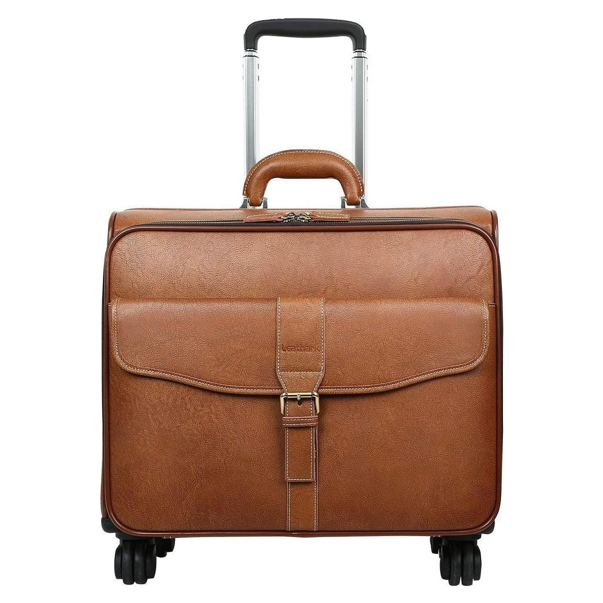 Maletín de Cuero con Ruedas Leathario 53x18x31cm Marrón