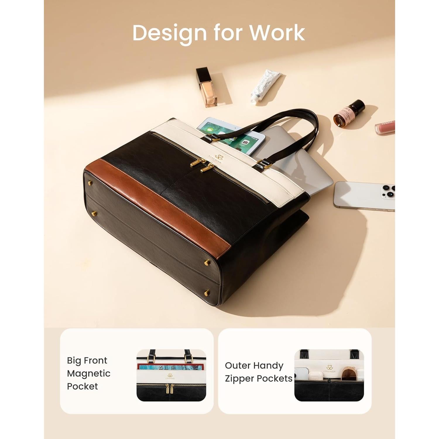 Bolsa para portátil Lovevook 15.6" mujer cuero organizadora