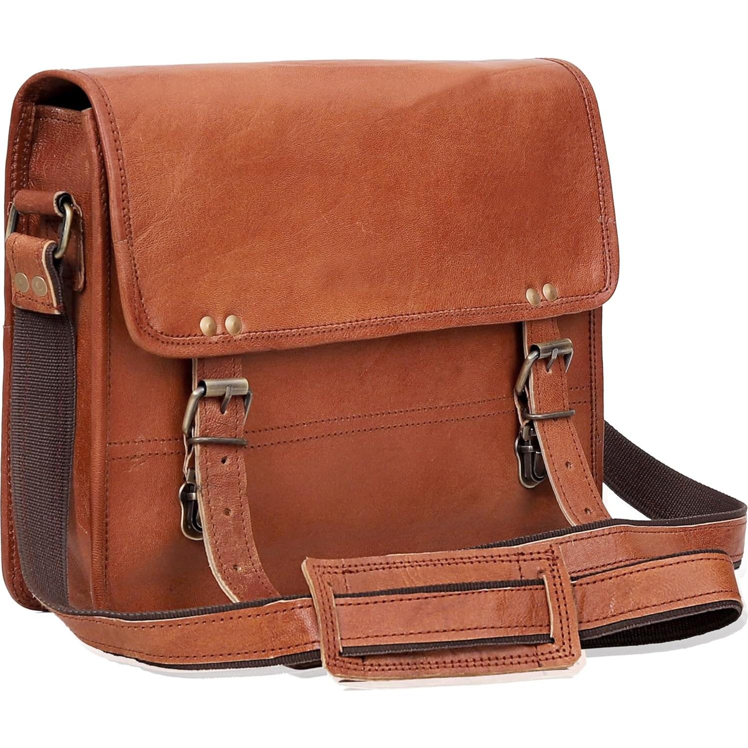 Bolsa de Mensajero de Cuero Genuino CUERO Mediana 35.5x27.9cm