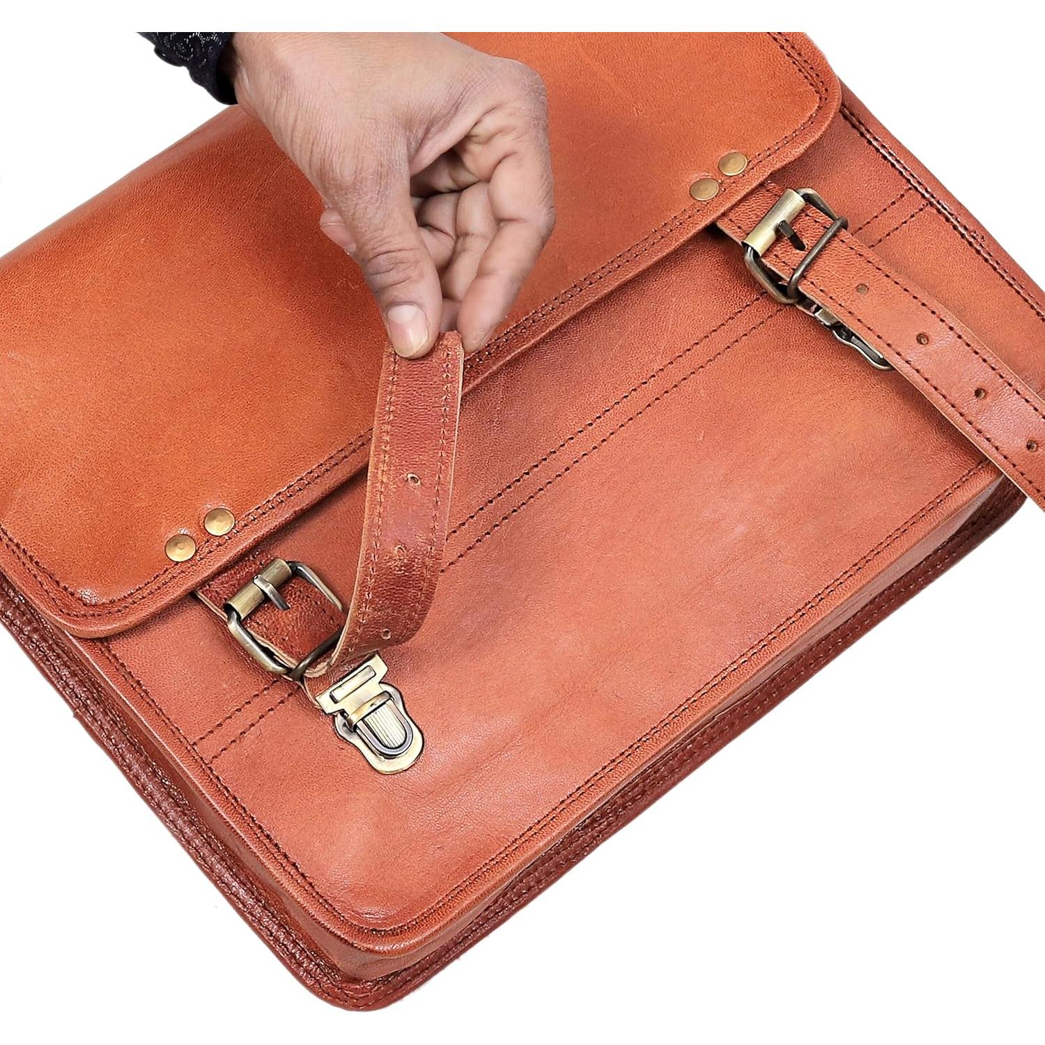 Bolsa de Mensajero de Cuero Genuino CUERO Mediana 35.5x27.9cm