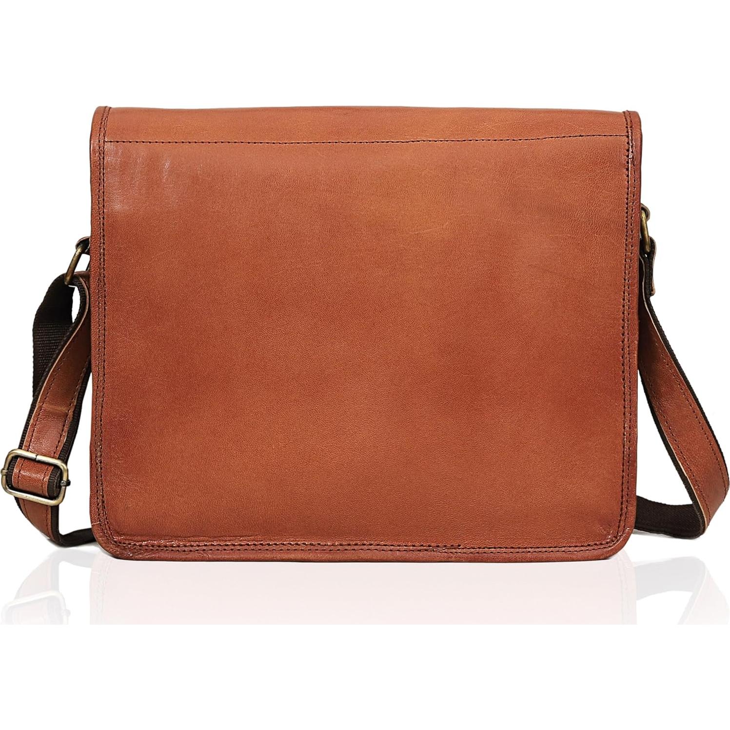 Bolsa de Mensajero de Cuero Genuino CUERO Mediana 35.5x27.9cm