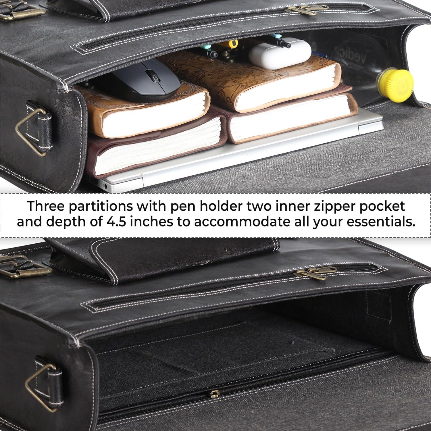 Maletín de Cuero HULSH para Laptop 17" - Bolsa Mensajera