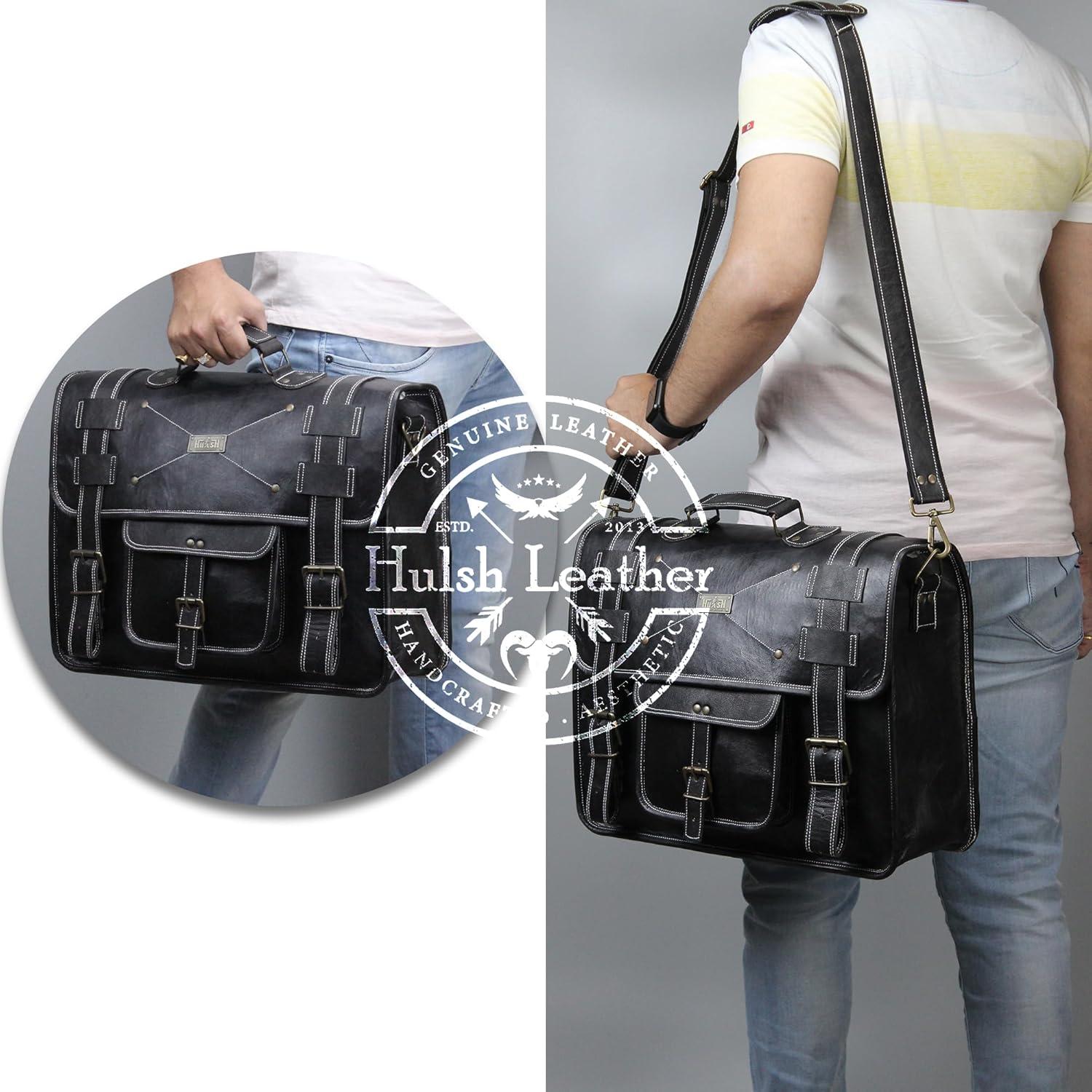 Maletín de Cuero HULSH para Laptop 17" - Bolsa Mensajera