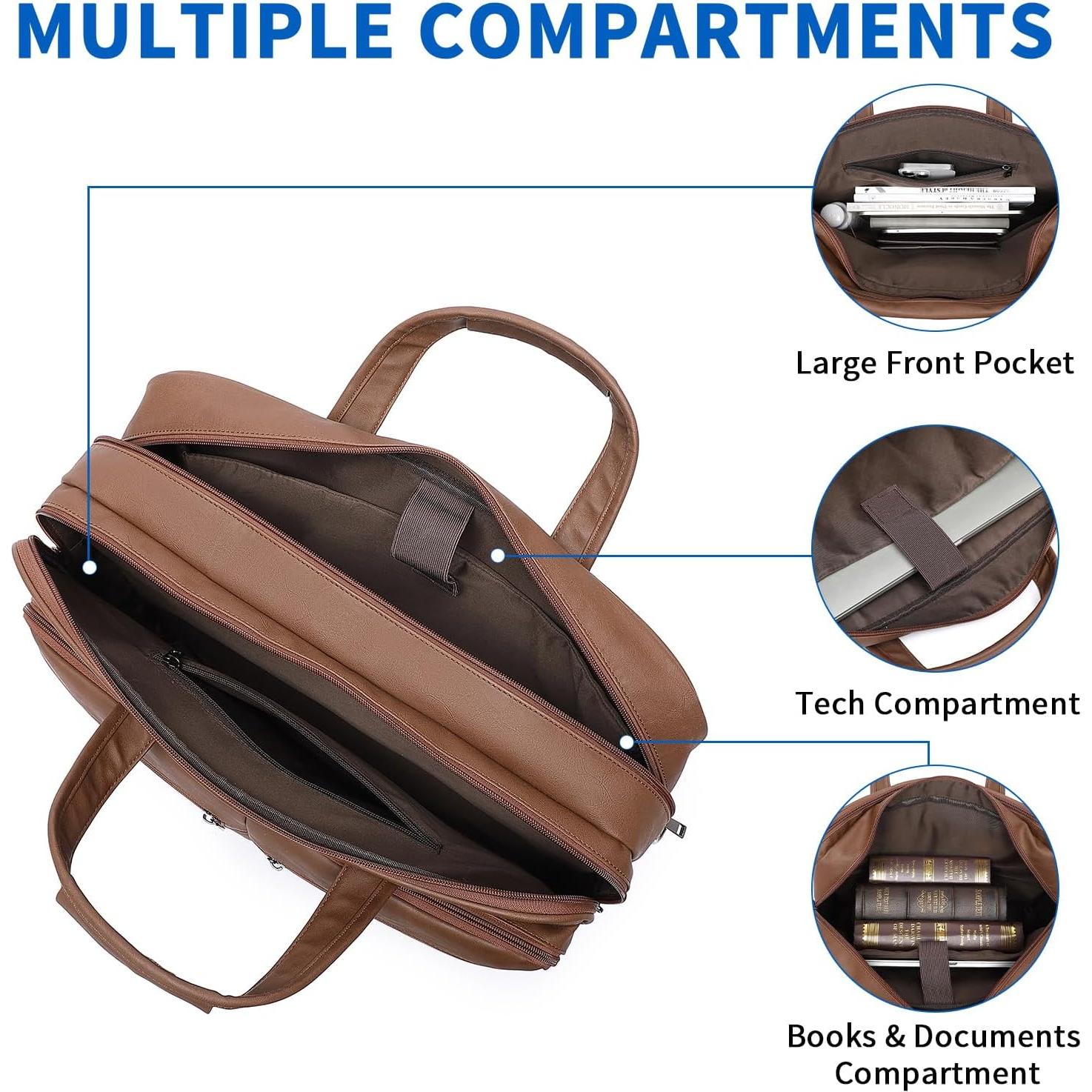Bolsa de Mensajero de Cuero Seyfocnia 17.3" Impermeable