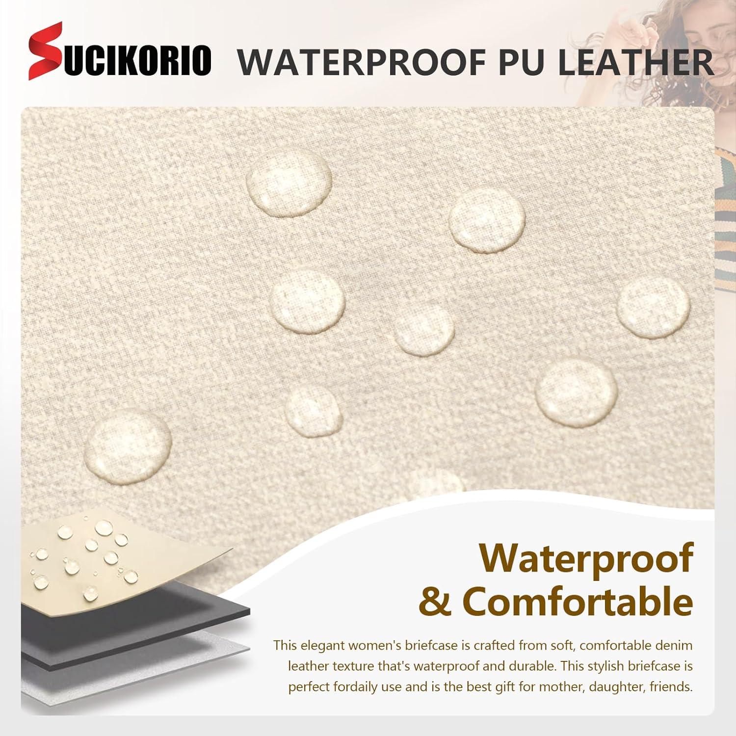 Bolsa Tote SUCIKORIO para Laptop 17.3" Cuero PU Gris