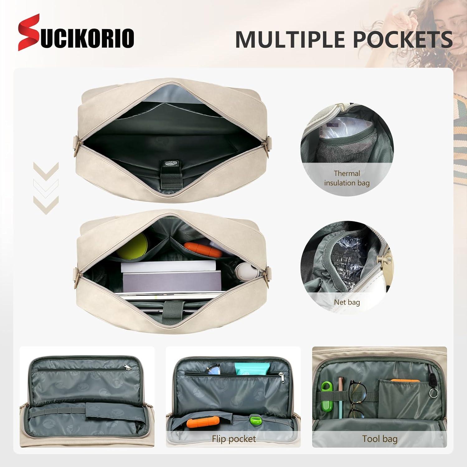 Bolsa Tote SUCIKORIO para Laptop 17.3" Cuero PU Gris