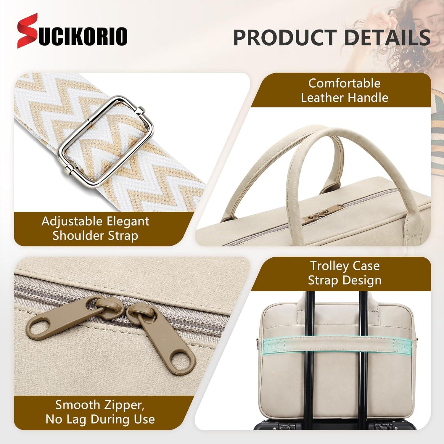 Bolsa Tote SUCIKORIO para Laptop 17.3" Cuero PU Gris