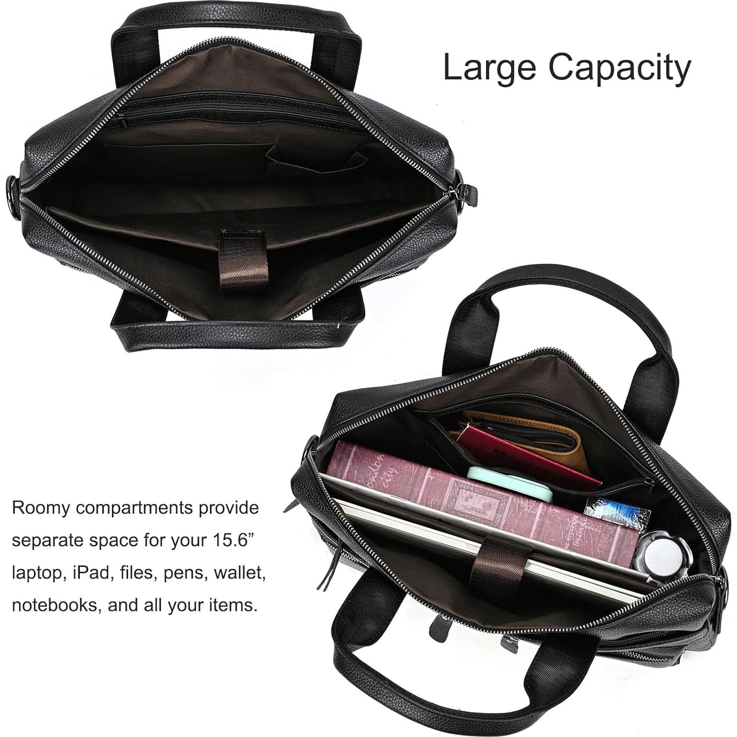 Maletín de Cuero para Laptop 15.6" Hombre - Vintage Negro