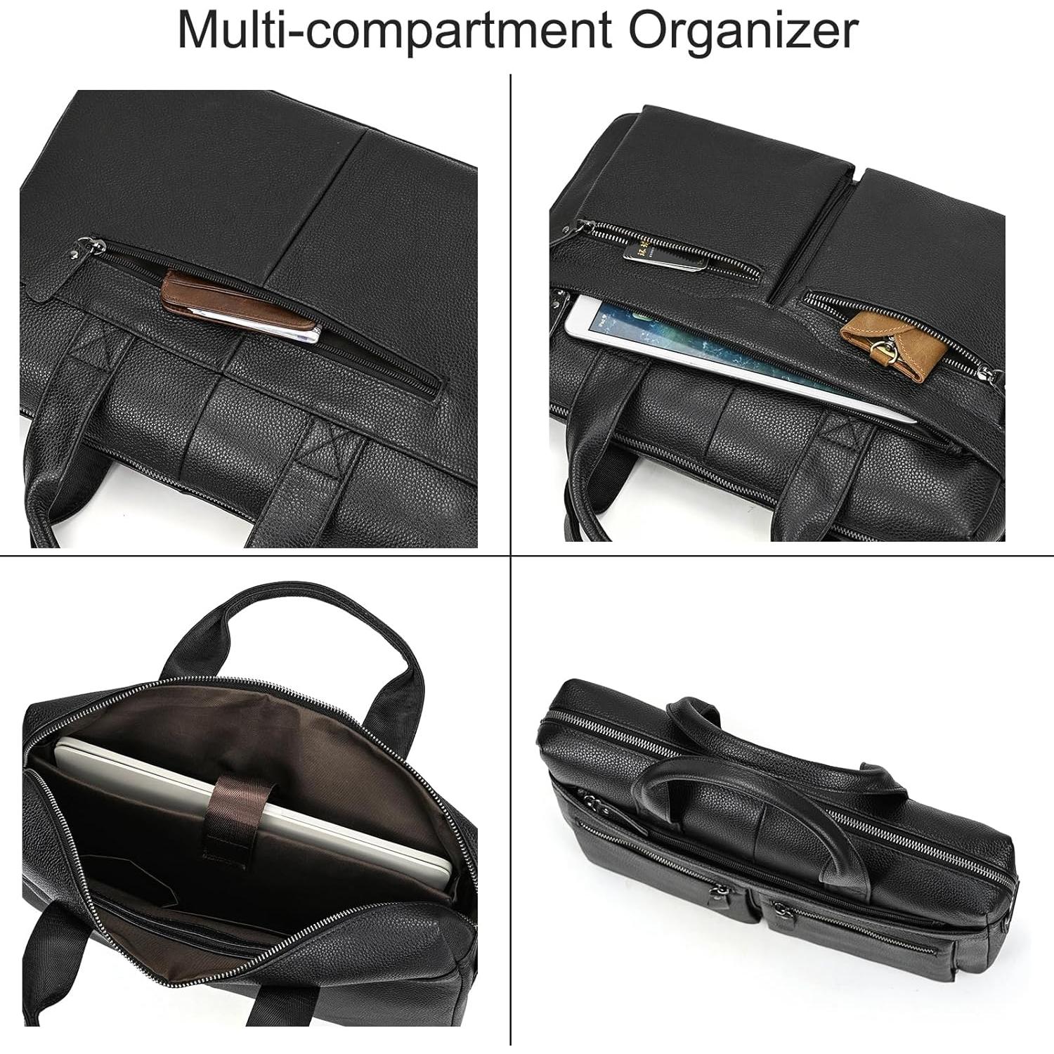 Maletín de Cuero para Laptop 15.6" Hombre - Vintage Negro