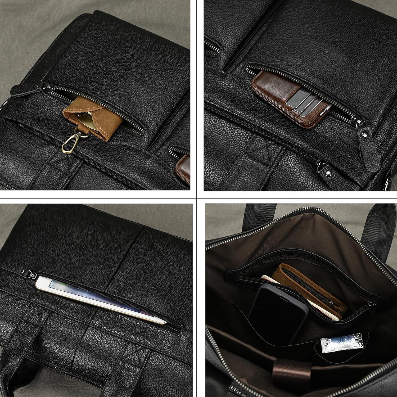 Maletín de Cuero para Laptop 15.6" Hombre - Vintage Negro