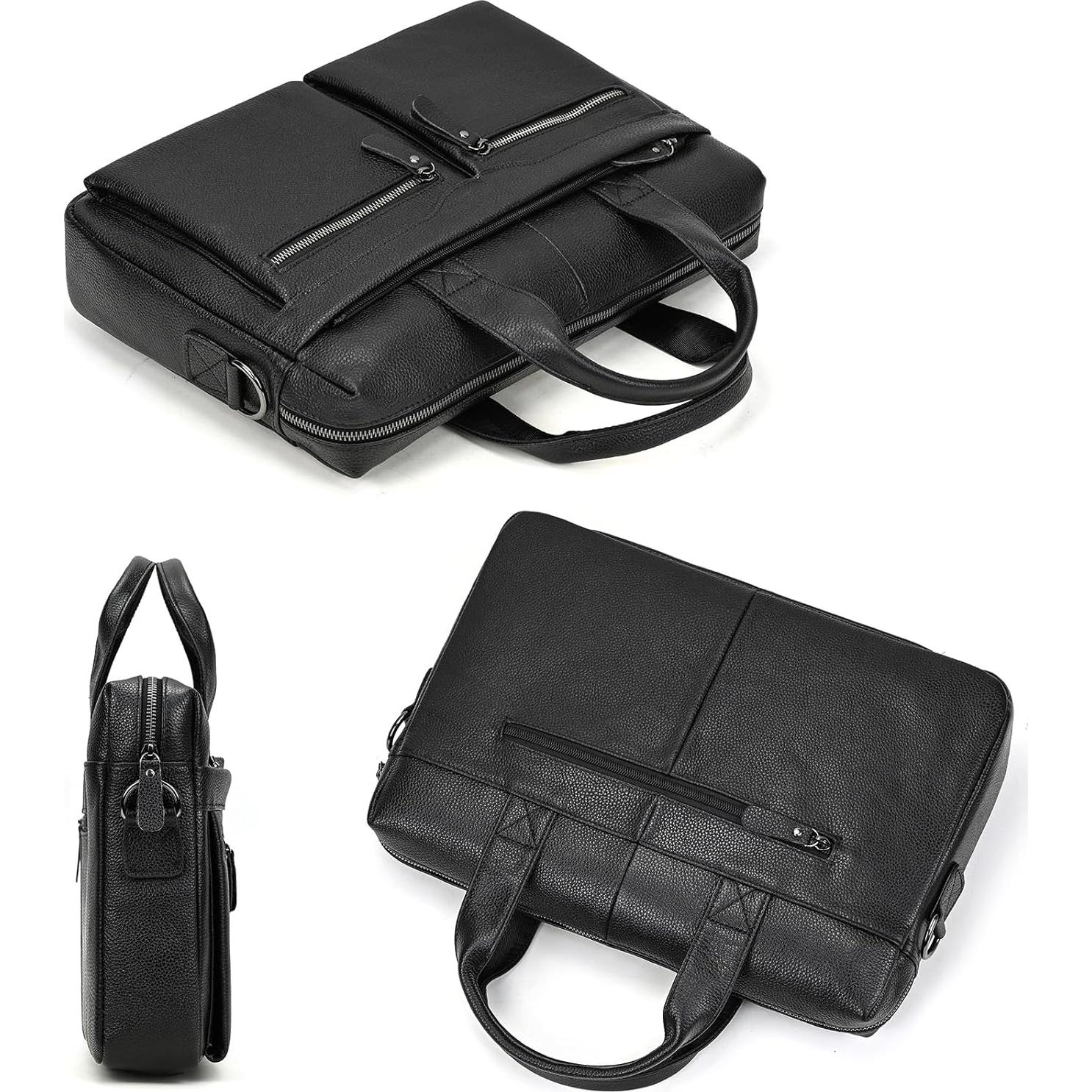 Maletín de Cuero para Laptop 15.6" Hombre - Vintage Negro