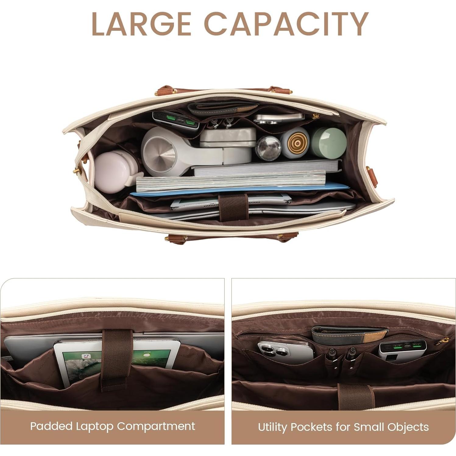 Bolsa Tote para Portátil LOVEVOOK 15.6" Cuero Impermeable