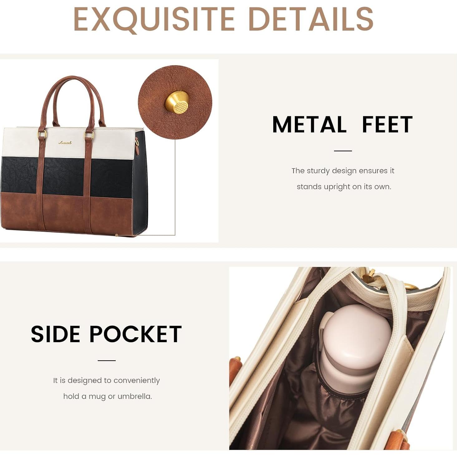 Bolsa Tote para Portátil LOVEVOOK 15.6" Cuero Impermeable