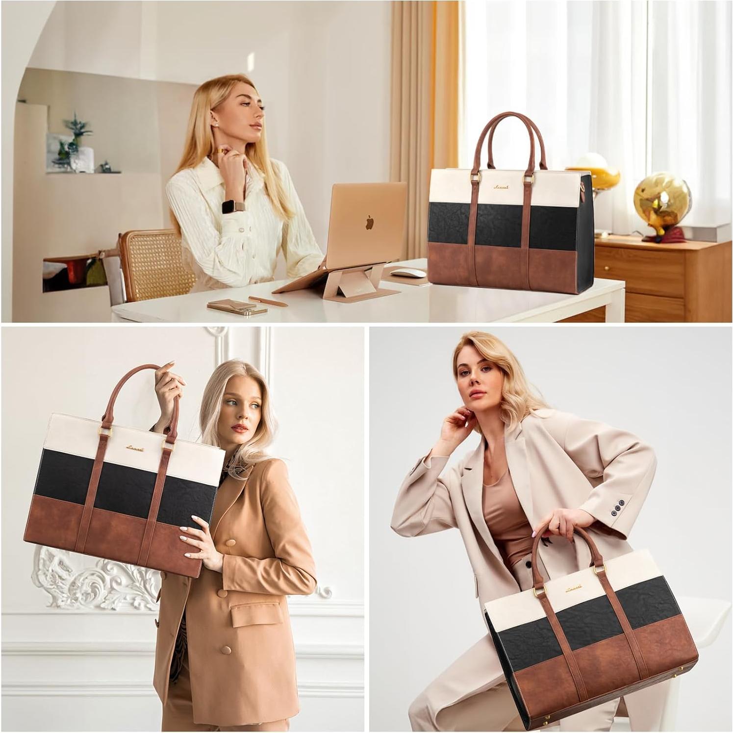 Bolsa Tote para Portátil LOVEVOOK 15.6" Cuero Impermeable