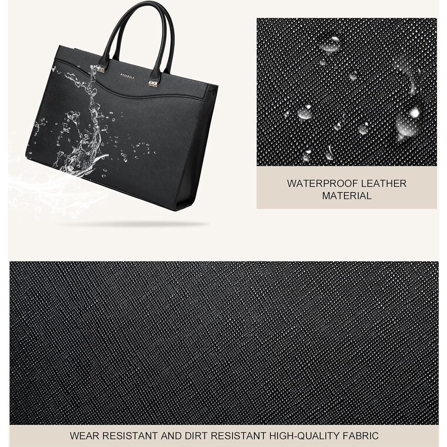 Bolso de mano de cuero vegano BASA BELA negro 41.4x30 cm