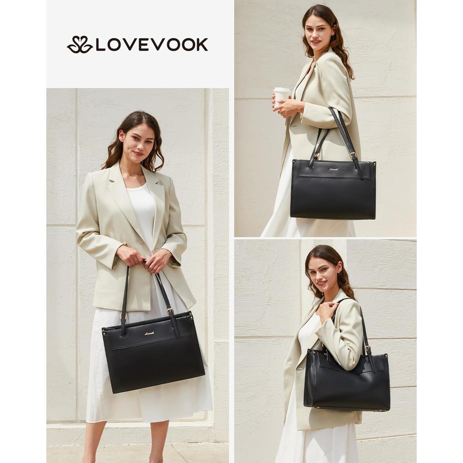 Bolso Tote LOVEVOOK para Laptop 15.6" Mujeres Negro