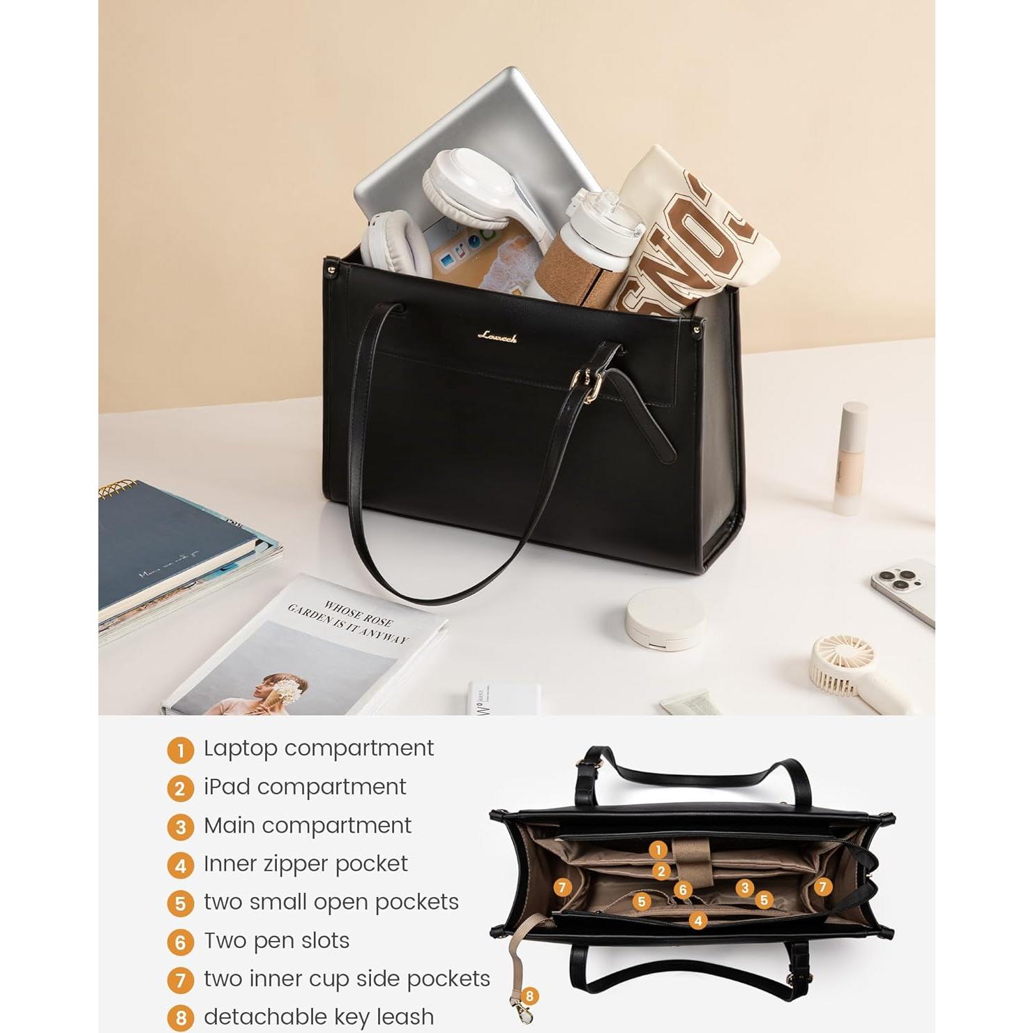 Bolso Tote LOVEVOOK para Laptop 15.6" Mujeres Negro