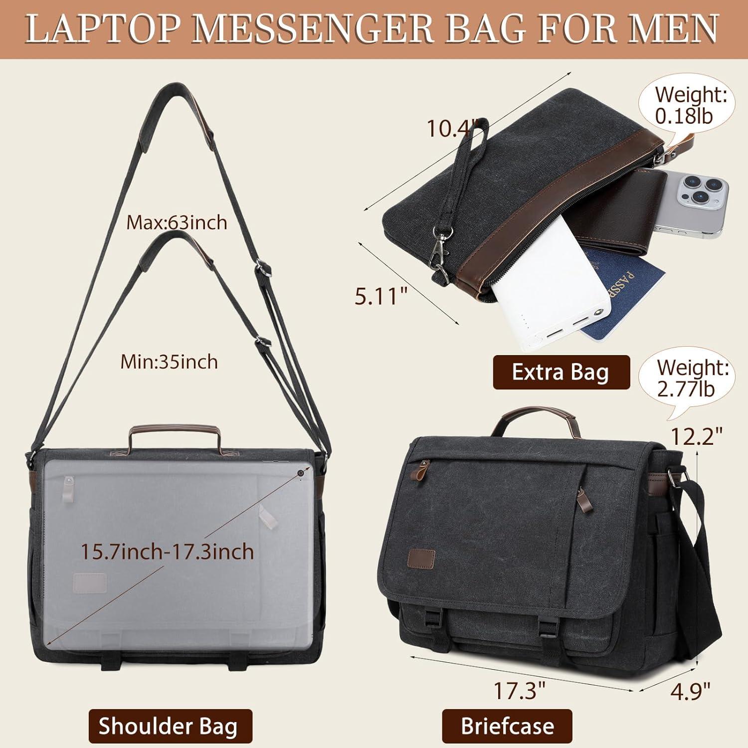 Bolsa Mensajera 17.3" Stuery para Laptop Unisex - Cuero y Lona