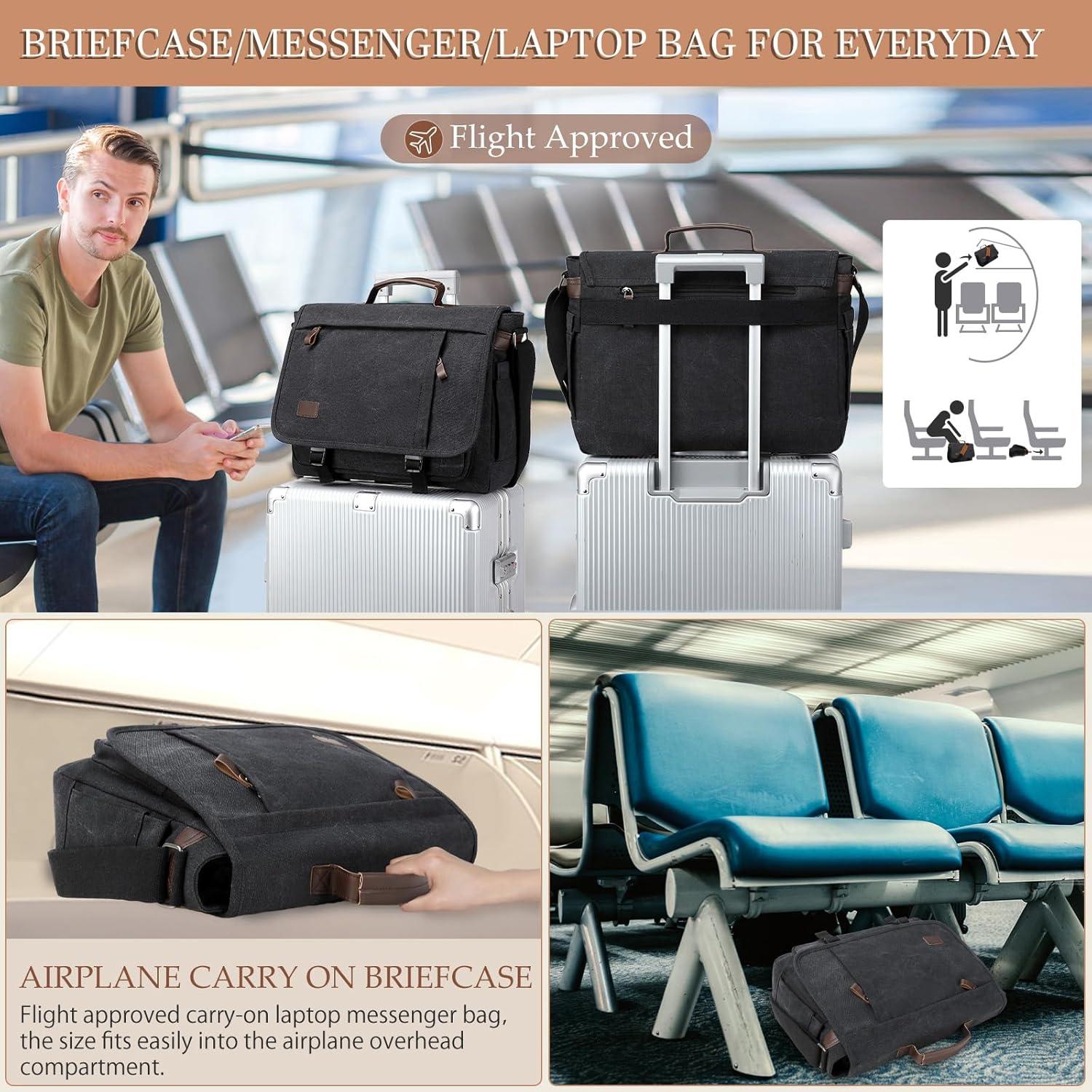 Bolsa Mensajera 17.3" Stuery para Laptop Unisex - Cuero y Lona