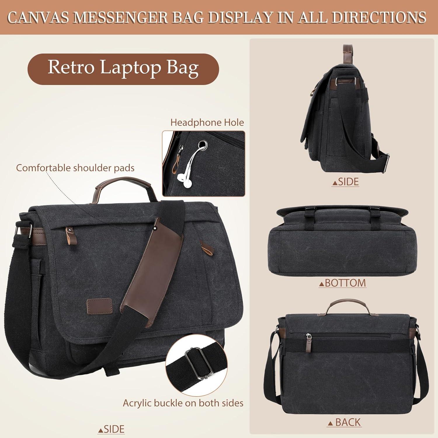 Bolsa Mensajera 17.3" Stuery para Laptop Unisex - Cuero y Lona