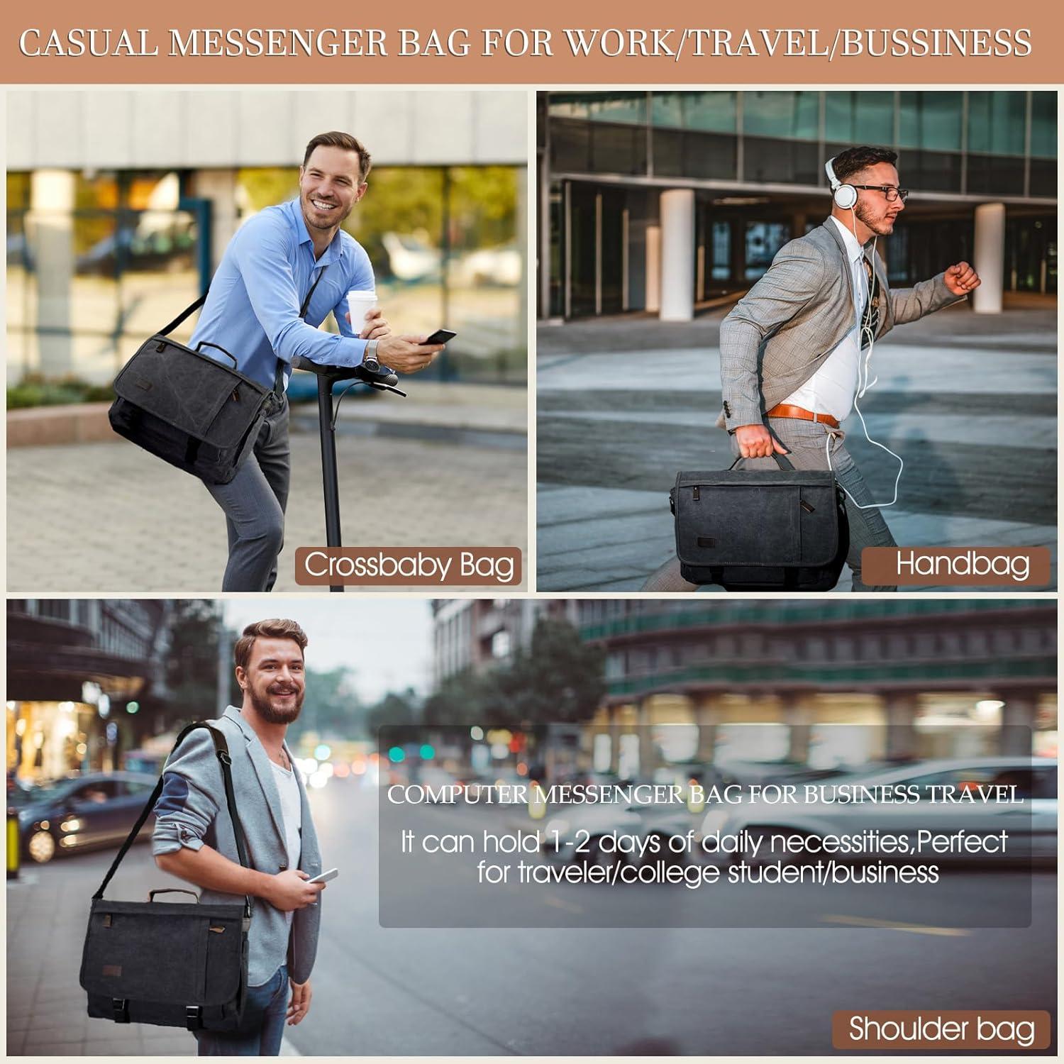 Bolsa Mensajera 17.3" Stuery para Laptop Unisex - Cuero y Lona