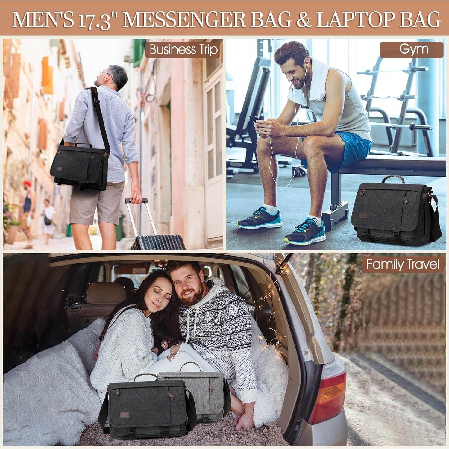 Bolsa Mensajera 17.3" Stuery para Laptop Unisex - Cuero y Lona