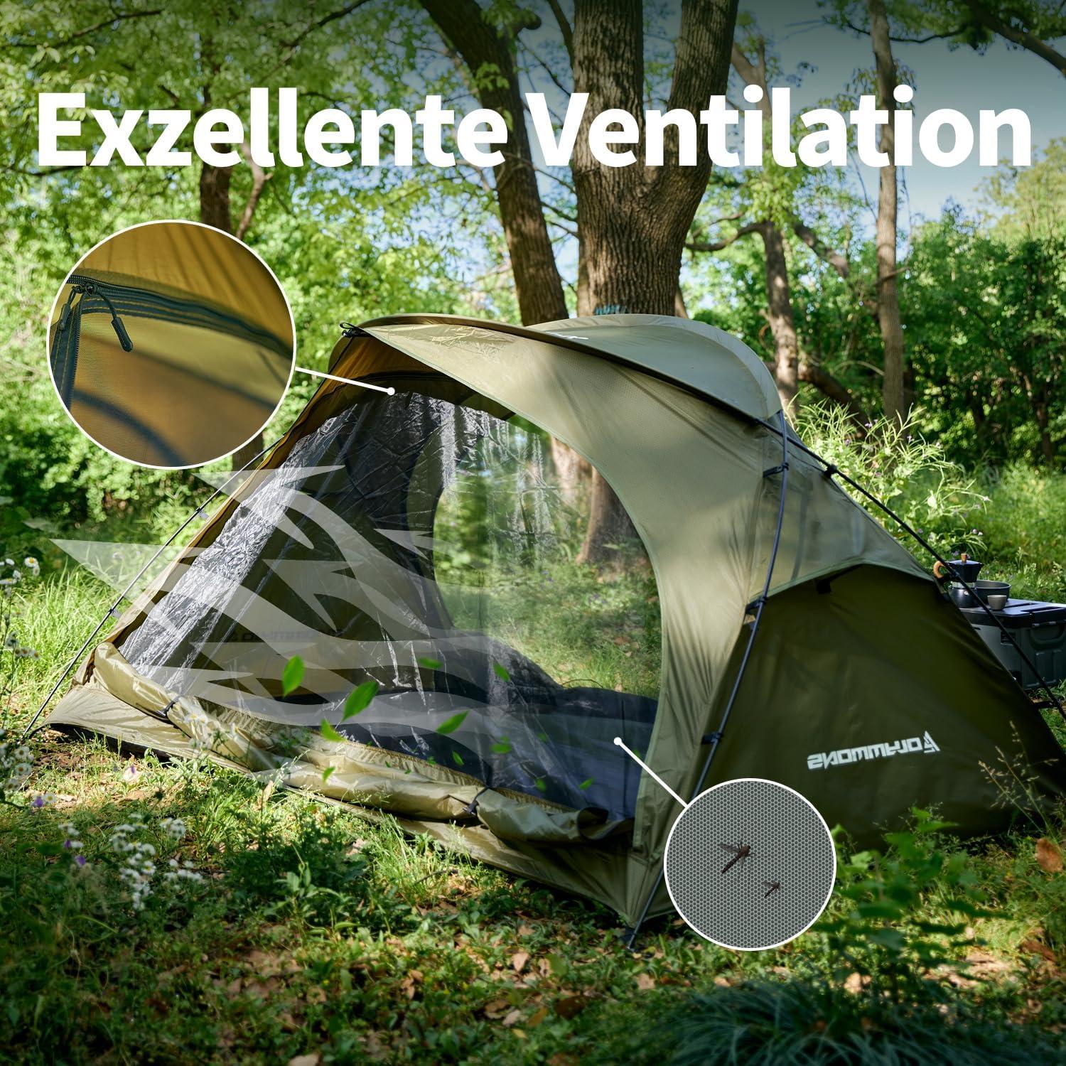 Tienda de Camping Olymmons T-16-GREEN 2 Personas Impermeable