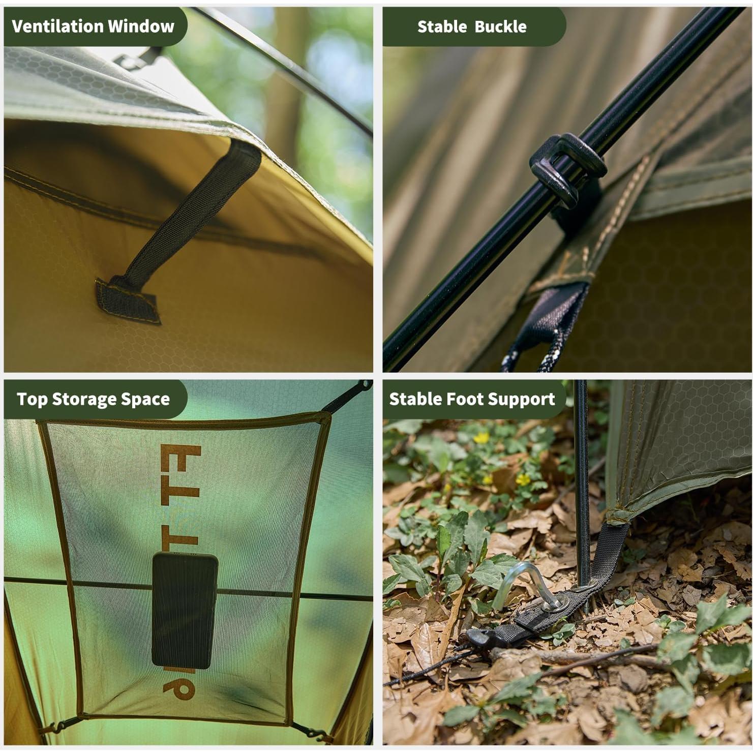 Tienda de Camping Olymmons T-16-GREEN 2 Personas Impermeable