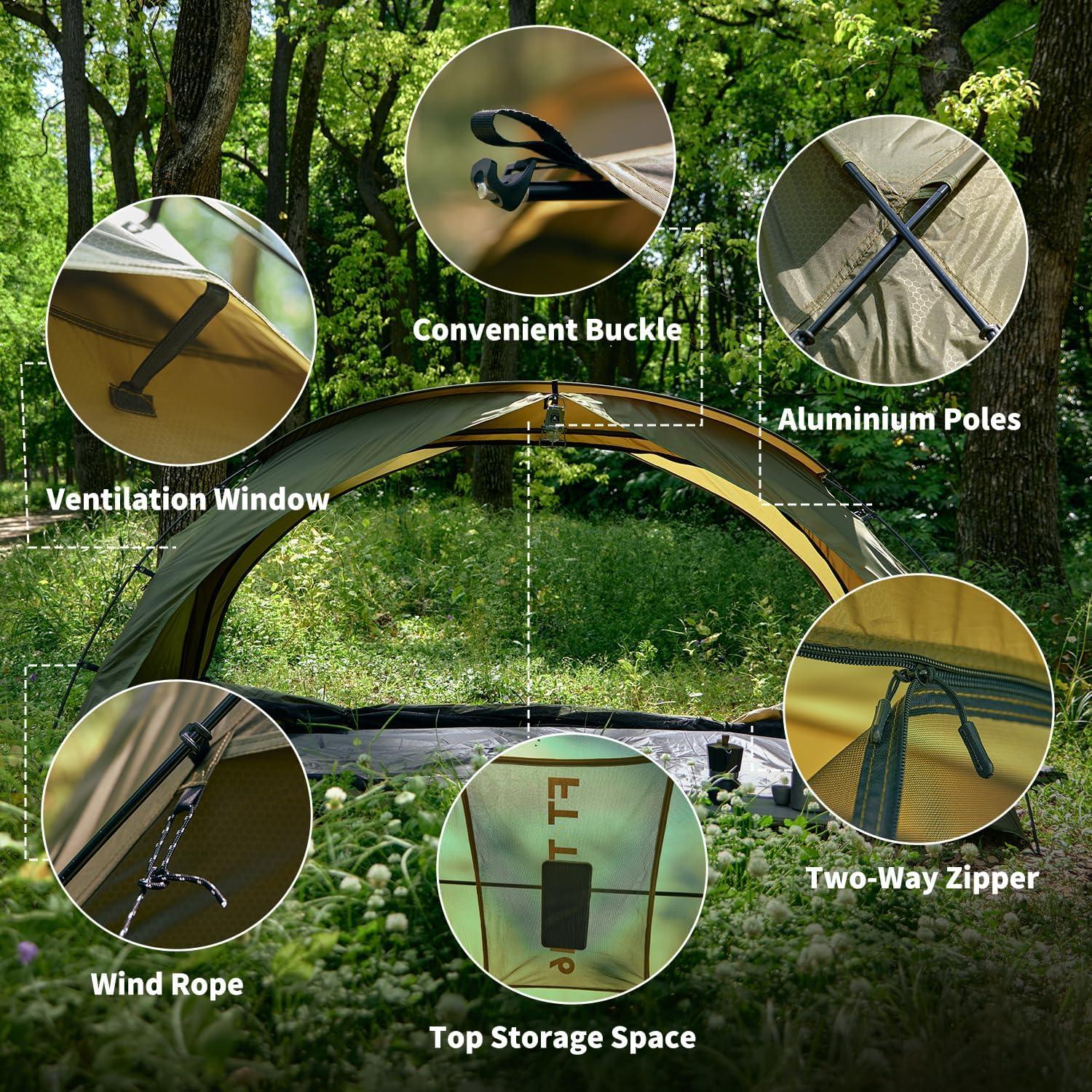 Tienda de Camping Olymmons T-16-GREEN 2 Personas Impermeable