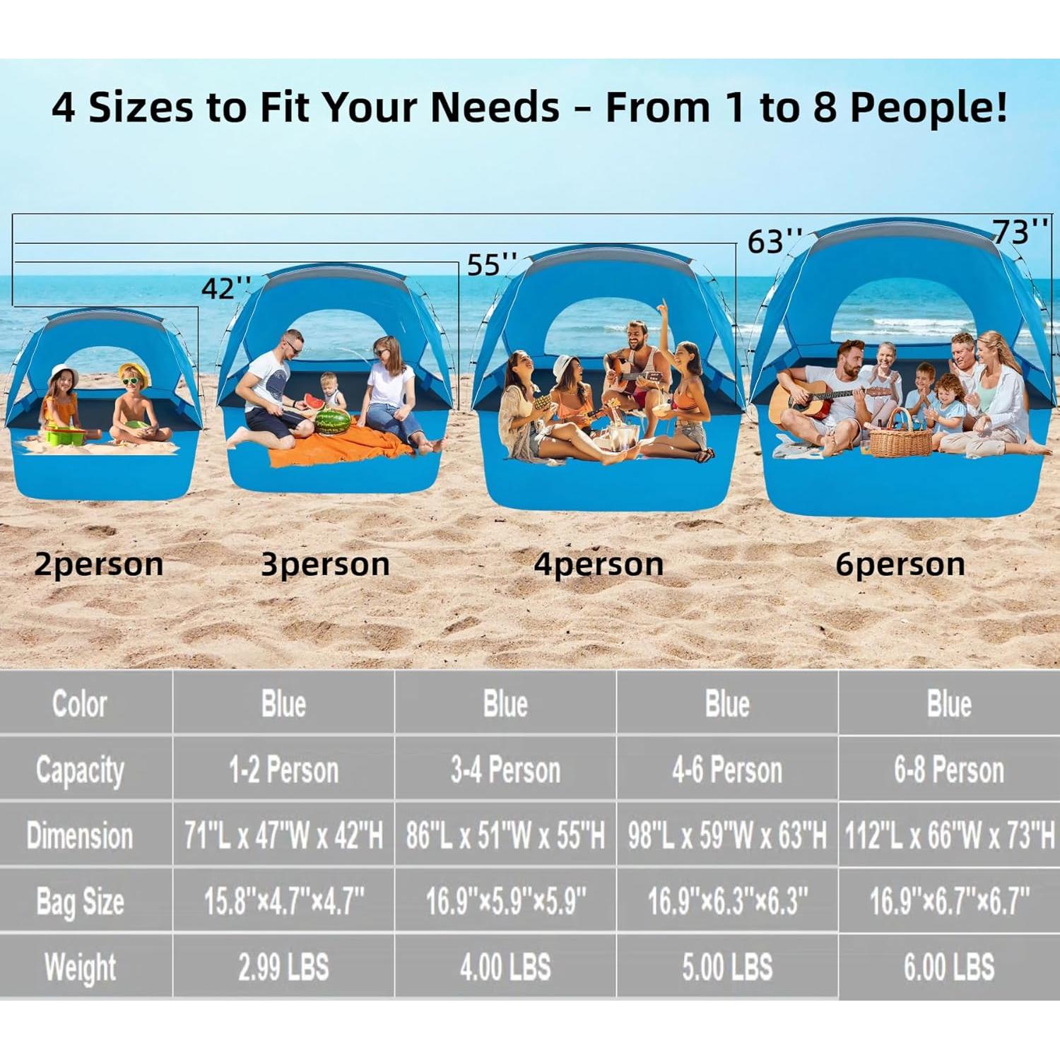 Tienda de Playa Etto Compacta para 1-2 Personas UV UPF 50+