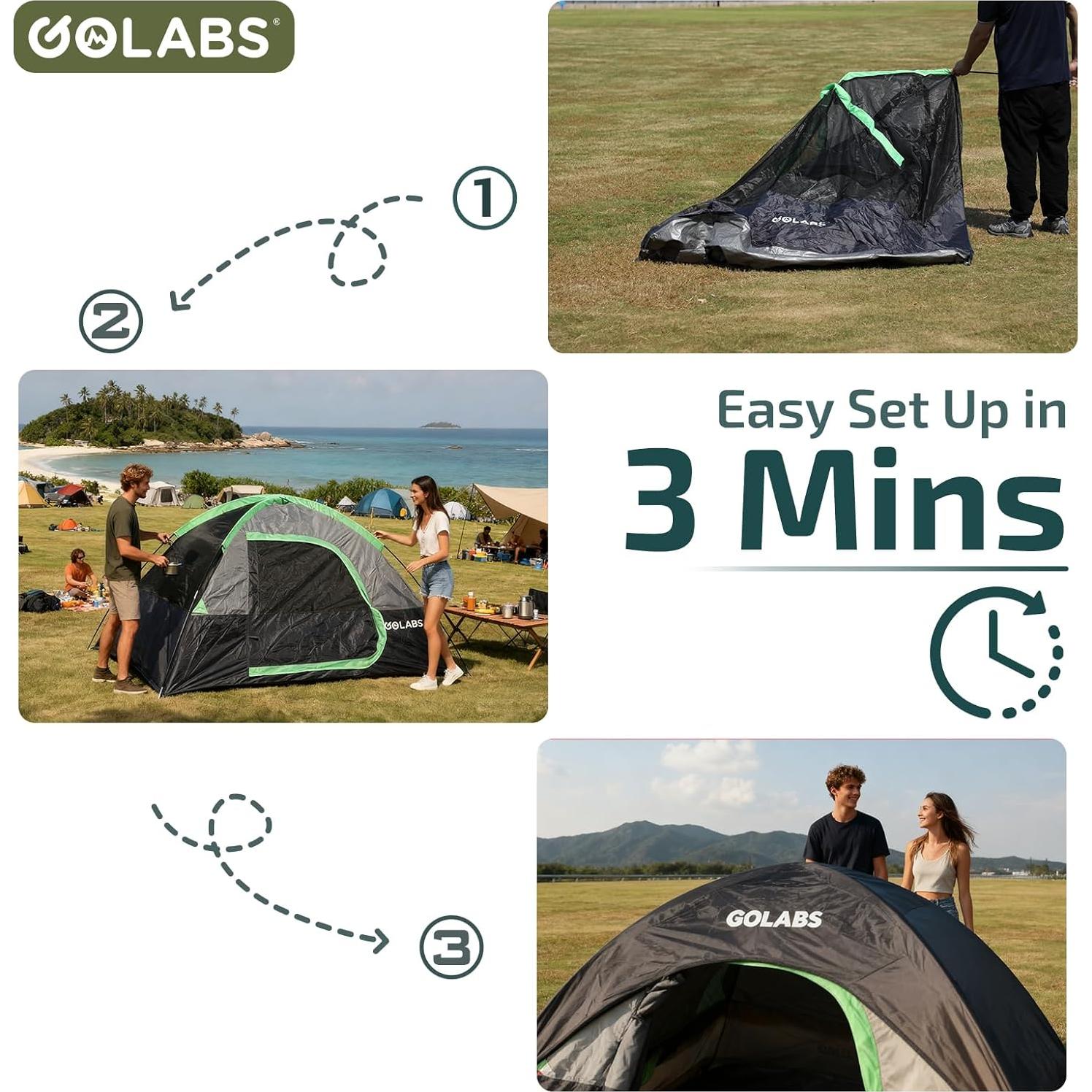 Carpa Golabs CT1 para 2 Personas, Impermeable y Ligera 2kg