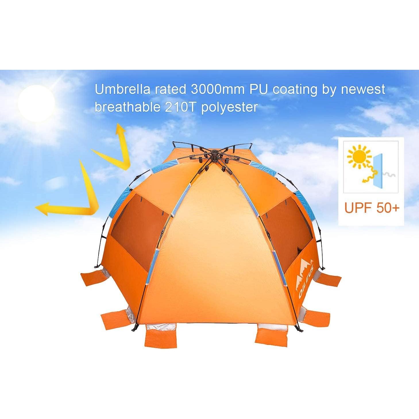 Carpa de Playa Oileus XL para 4 Personas - Instantánea Naranja