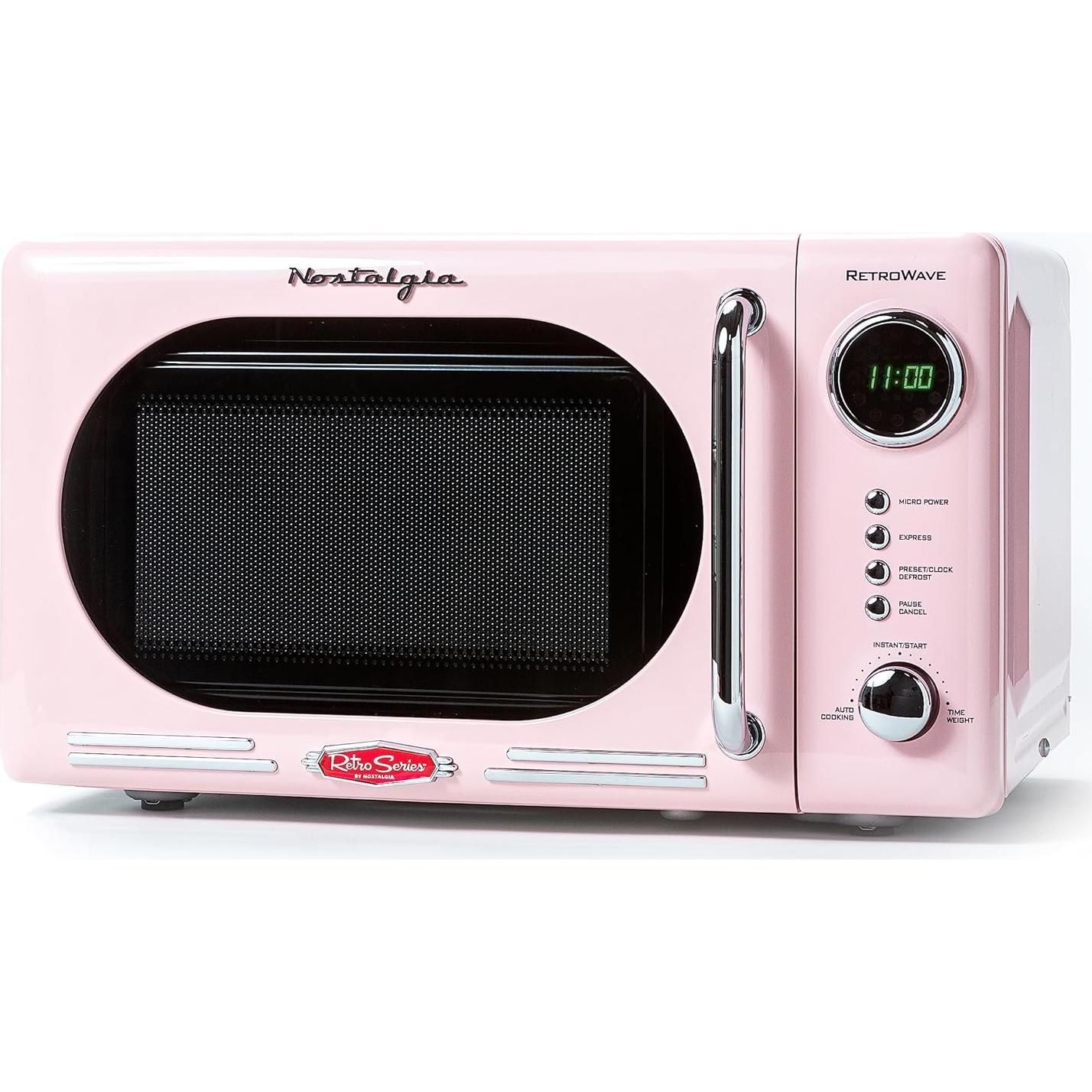 Horno Microondas Retro Nostalgia 19.8L 700W + Tostadora Rosa