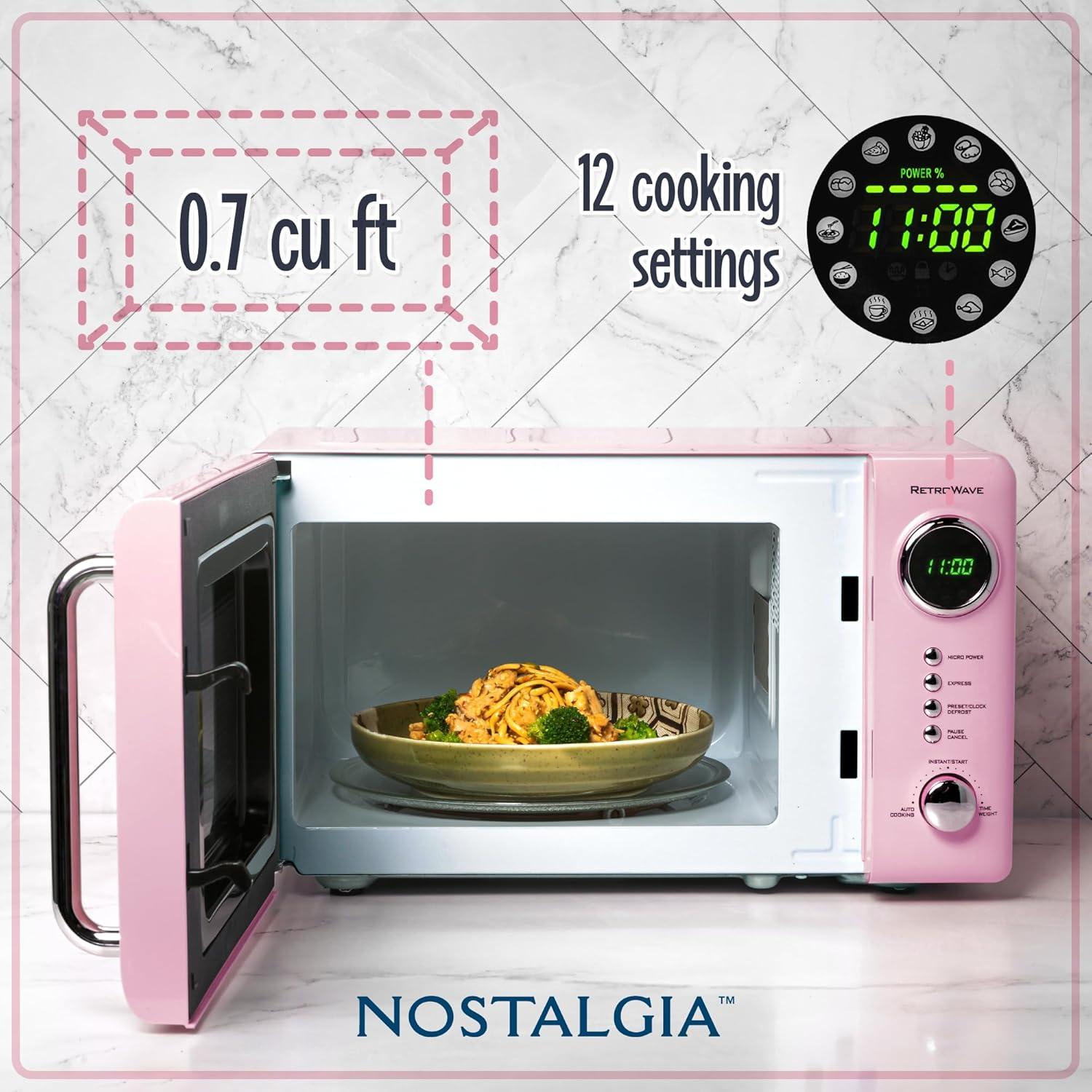 Horno Microondas Retro Nostalgia 19.8L 700W + Tostadora Rosa