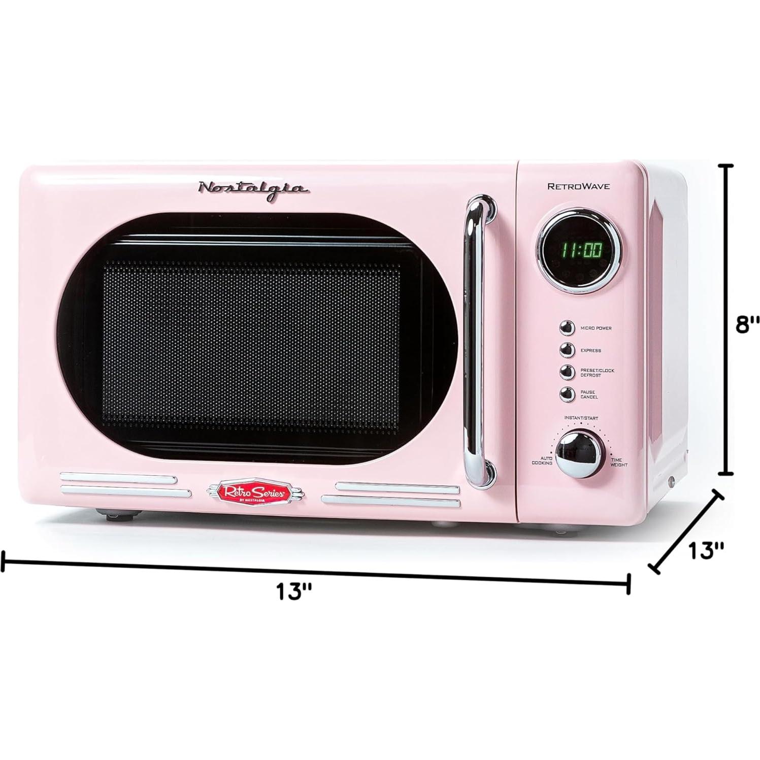 Horno Microondas Retro Nostalgia 19.8L 700W + Tostadora Rosa