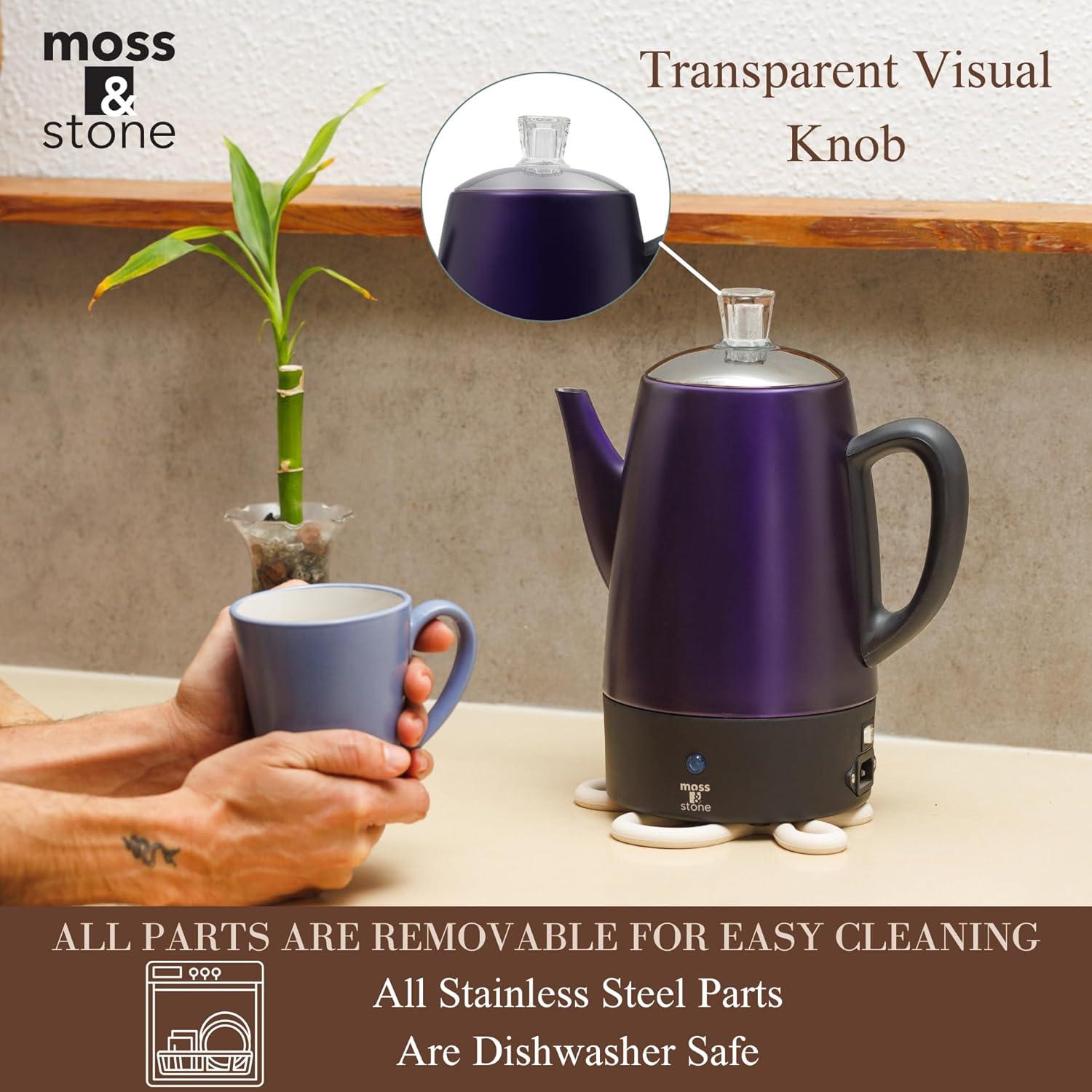 Cafetera Eléctrica Percoladora Moss & Stone 10 Tazas Púrpura