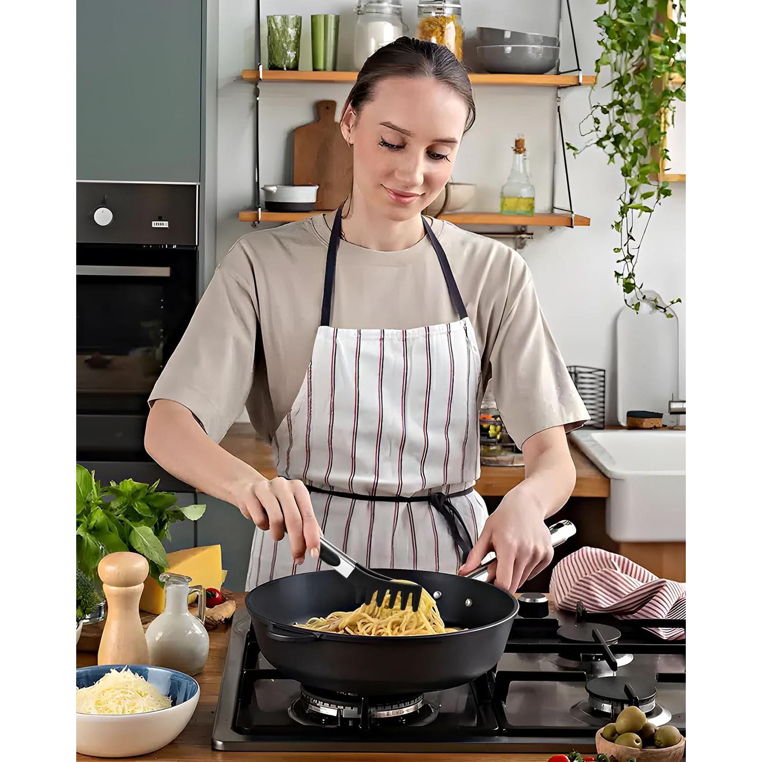 Cuchara y Pinzas para Pasta DaiRen Kitchen Silicona Negra