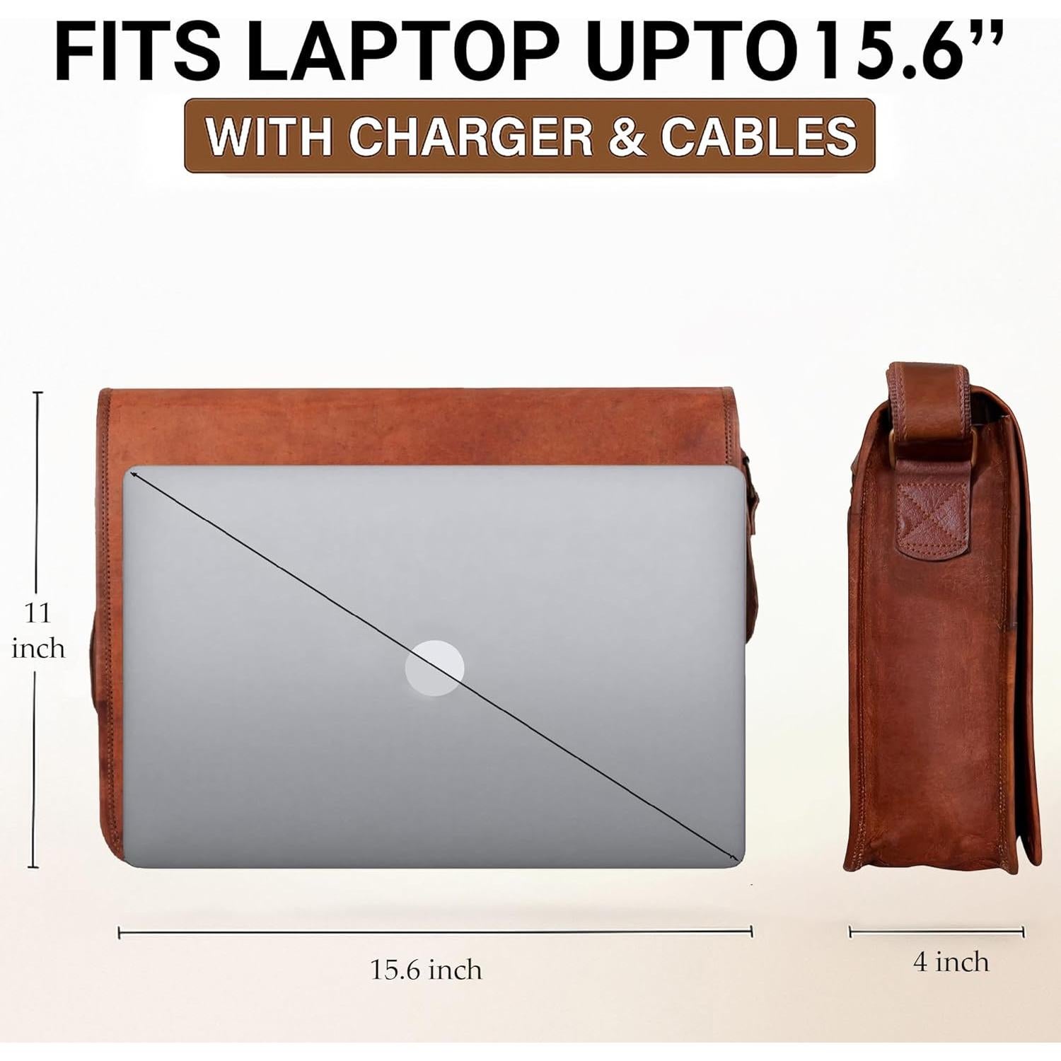 Bolsa Mensajero Cuero Grano Completo Rustic Town 39.6x27.9x10.2cm