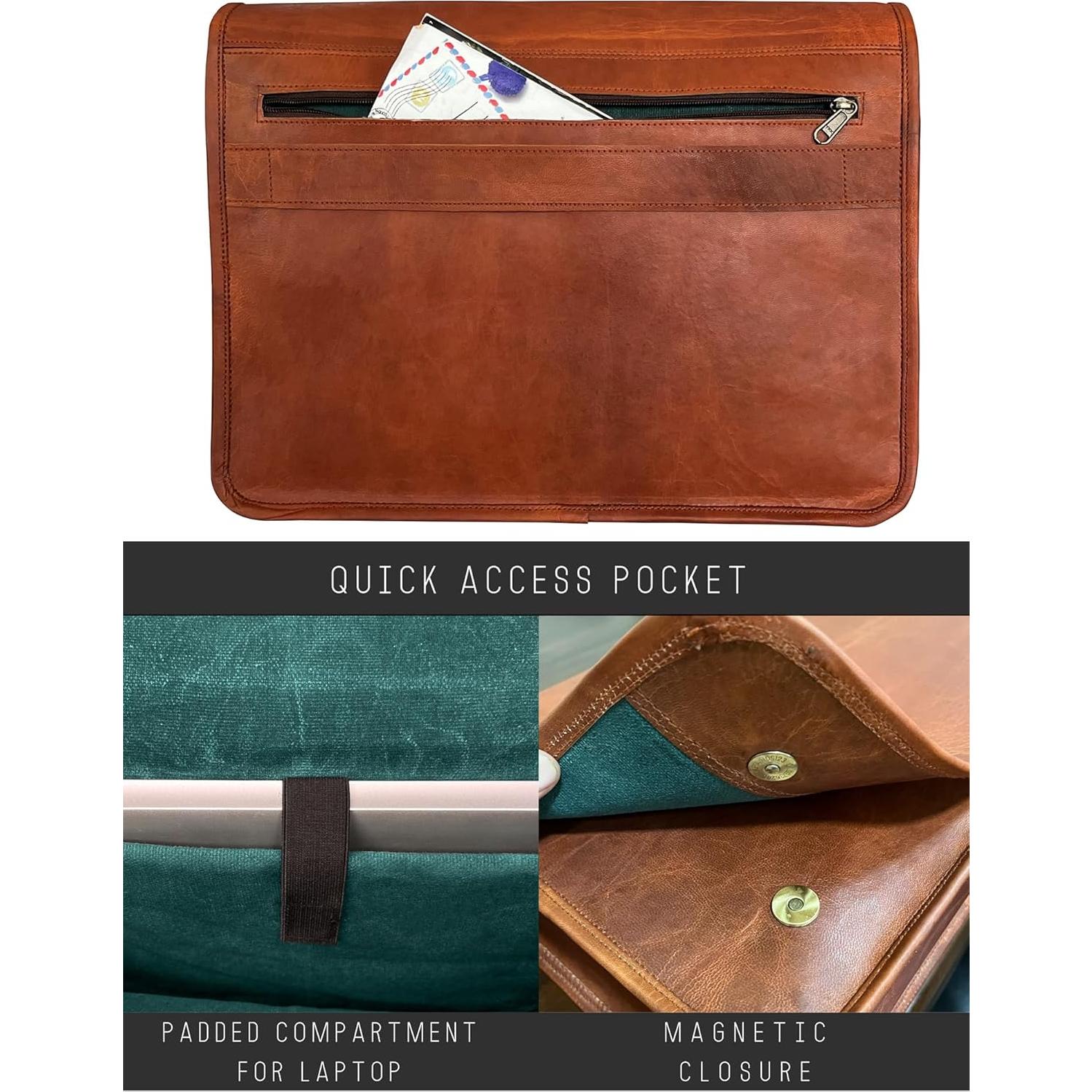 Bolsa Mensajero Cuero Grano Completo Rustic Town 39.6x27.9x10.2cm