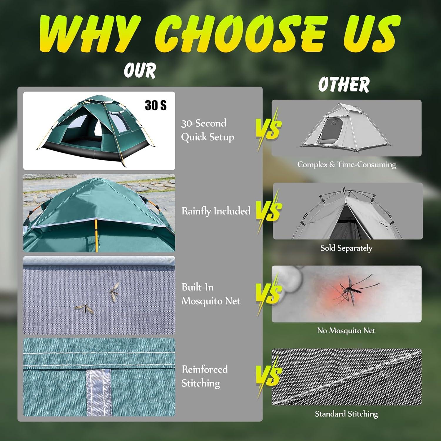 Carpa para Camping FUNANASUN Automática 2-3 Personas Impermeable